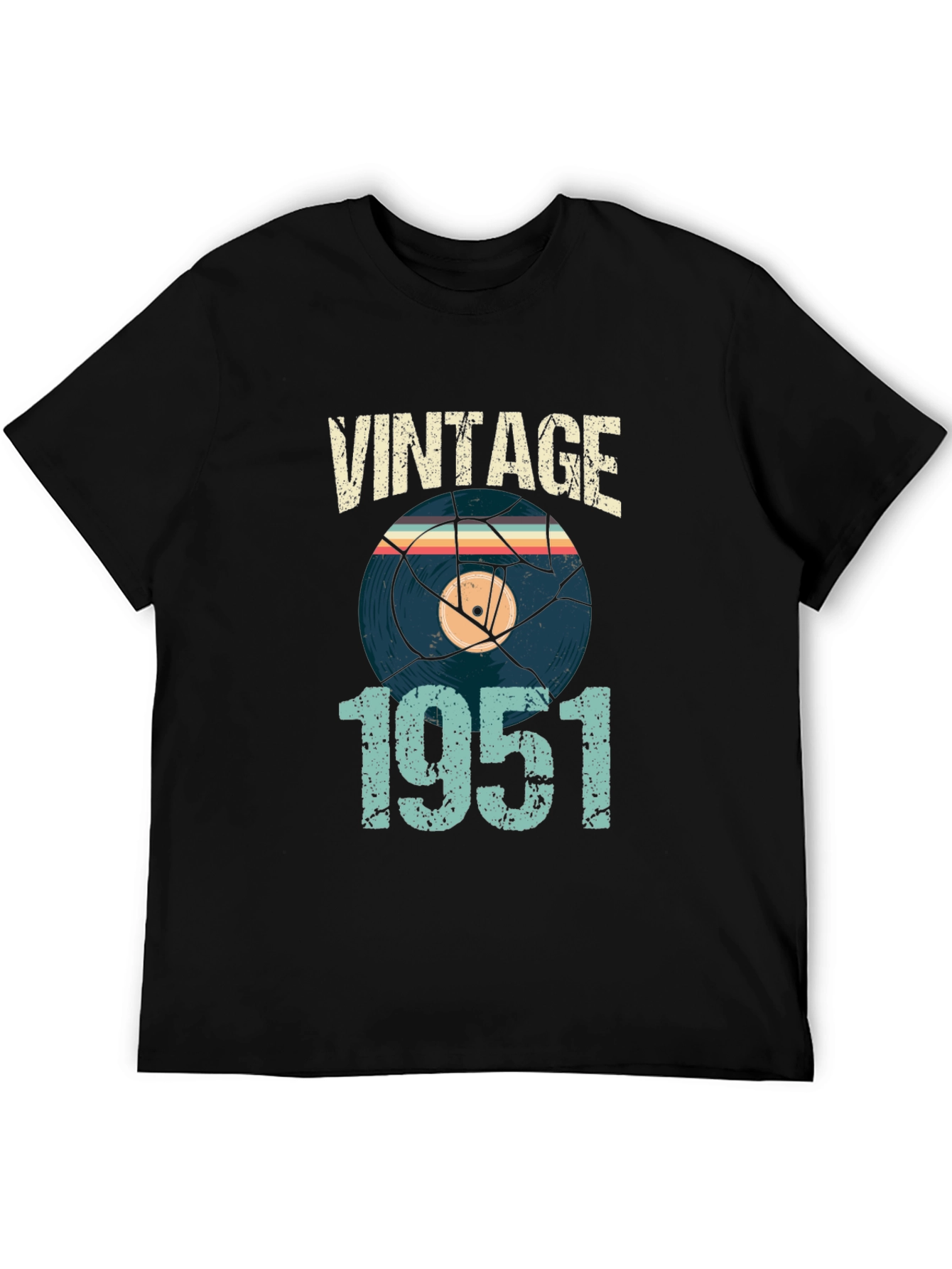 Black Vintage 1951 Vinyl Record Graphic T-Shirt view 5
