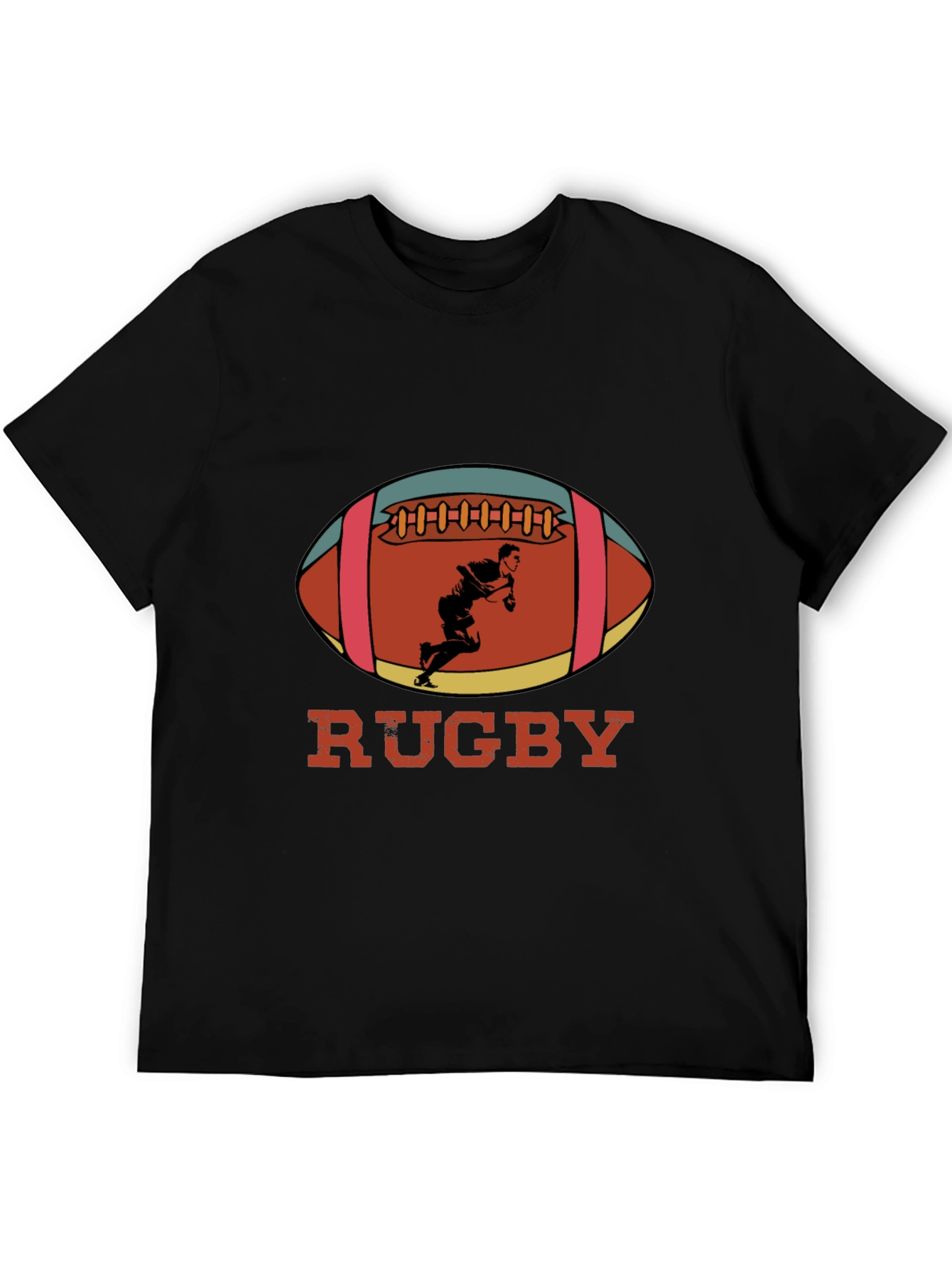 Black Rugby Player Graphic T-Shirt view 5