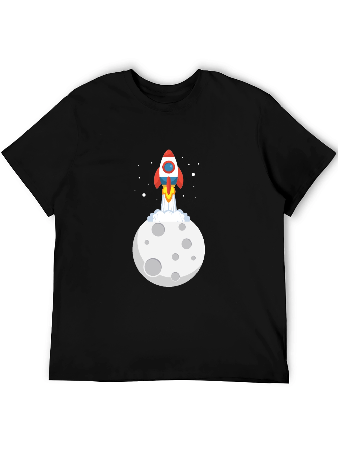 Black Rocket Moon Graphic Black T-Shirt view 5