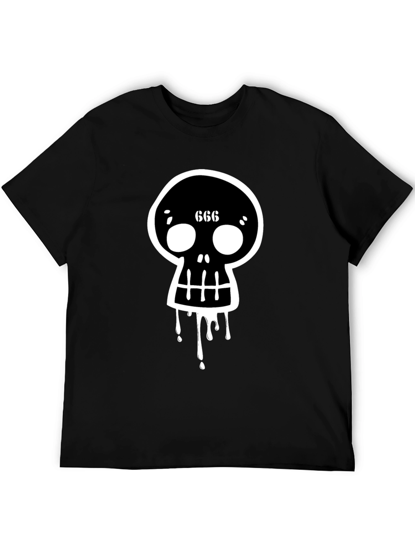 Black Men's Black Skull Graphic Tee view 5