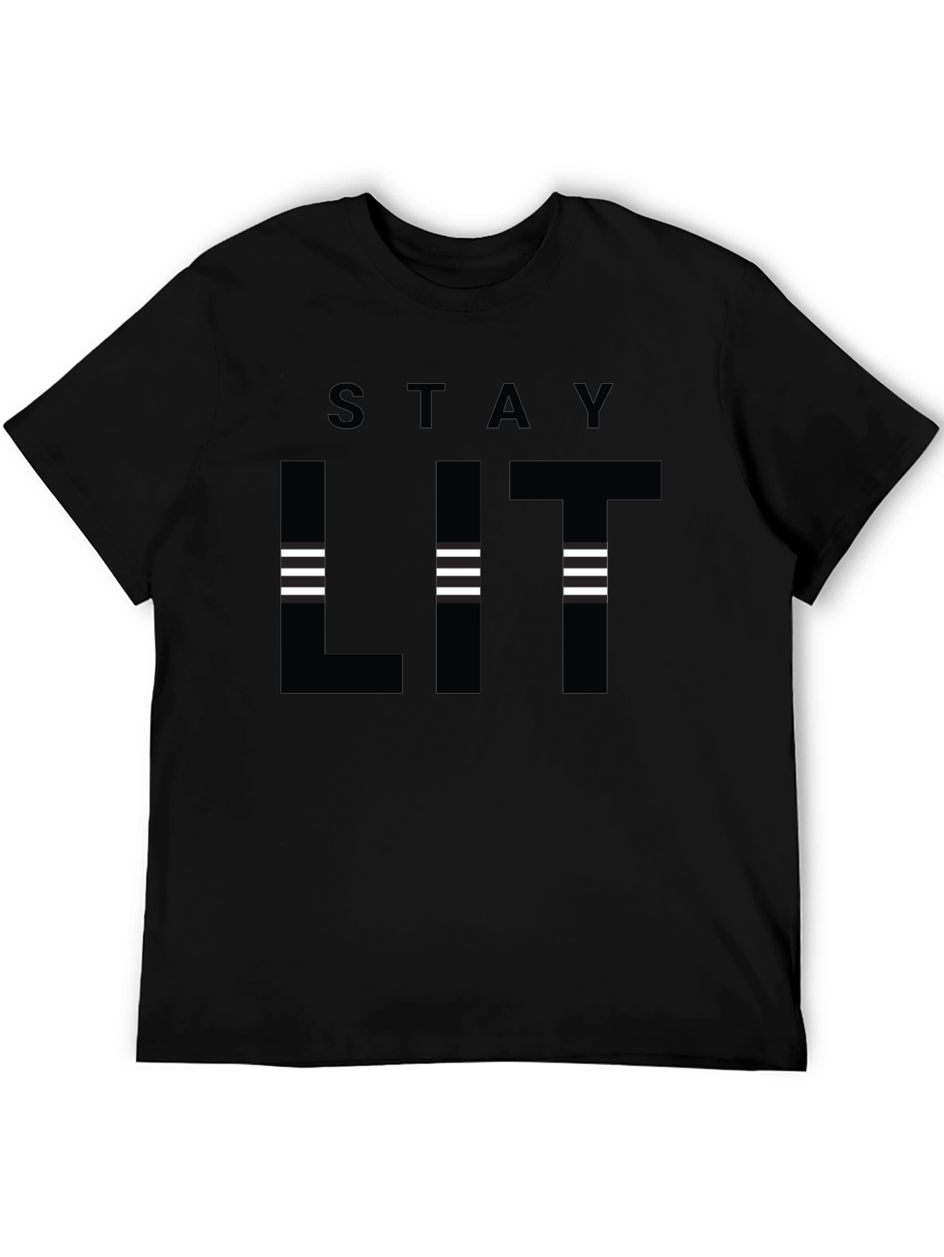 Black Stay Lit Black Graphic T-Shirt - Trendy Casual Wear view 5