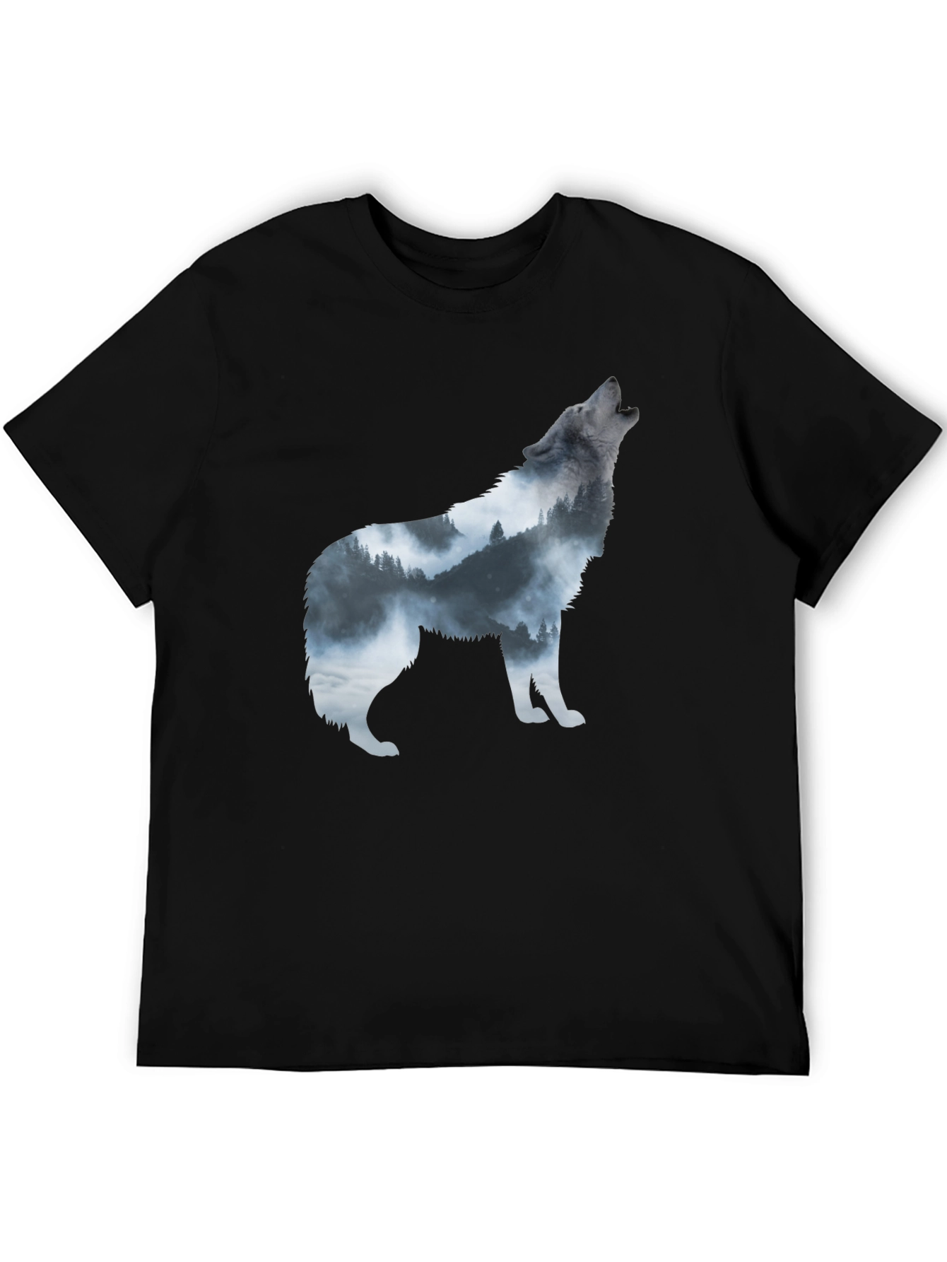 Black Wolf Silhouette Graphic Print Tee view 5