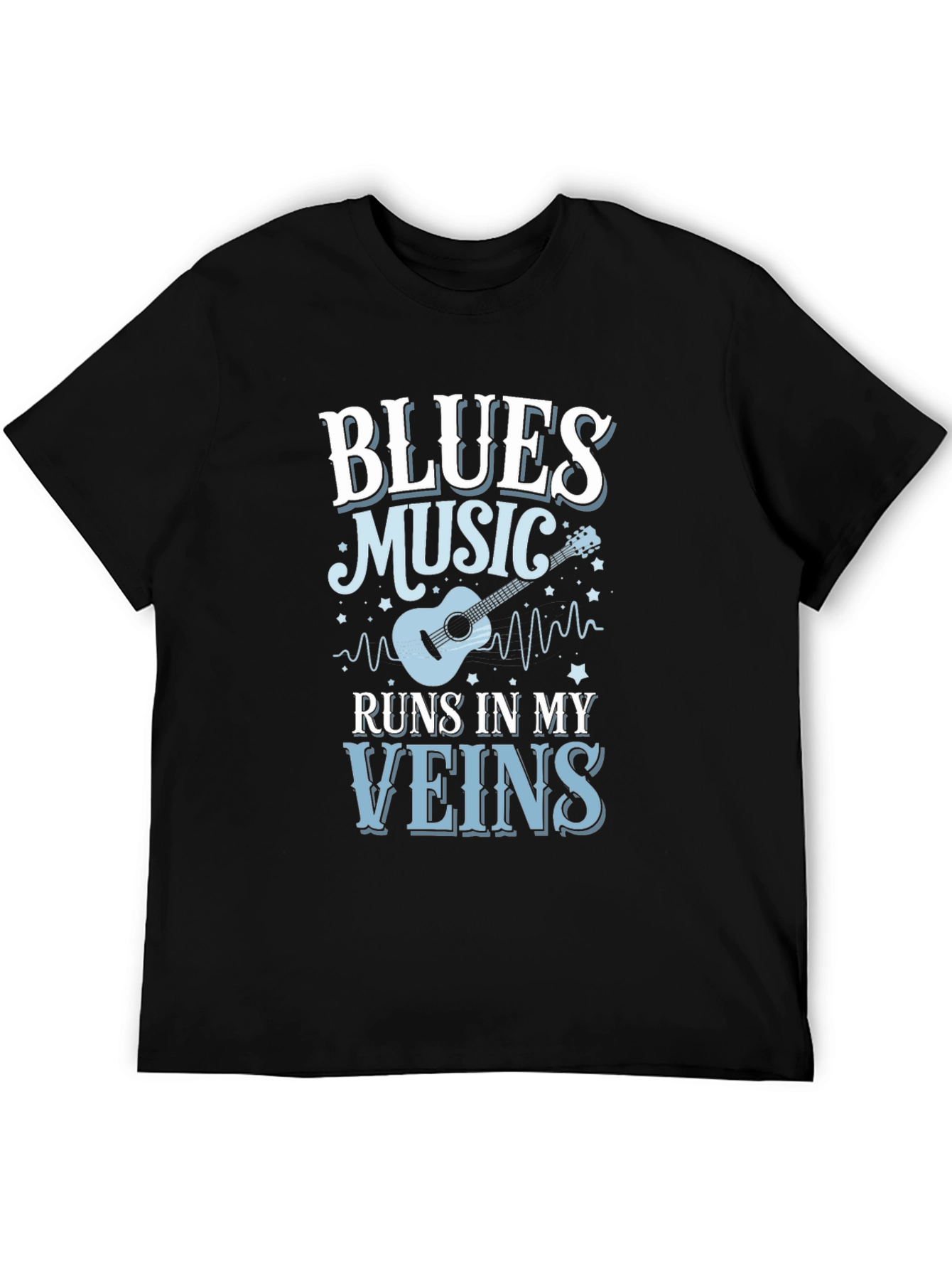 Black Blues Music Runs In My Veins T-Shirt view 5