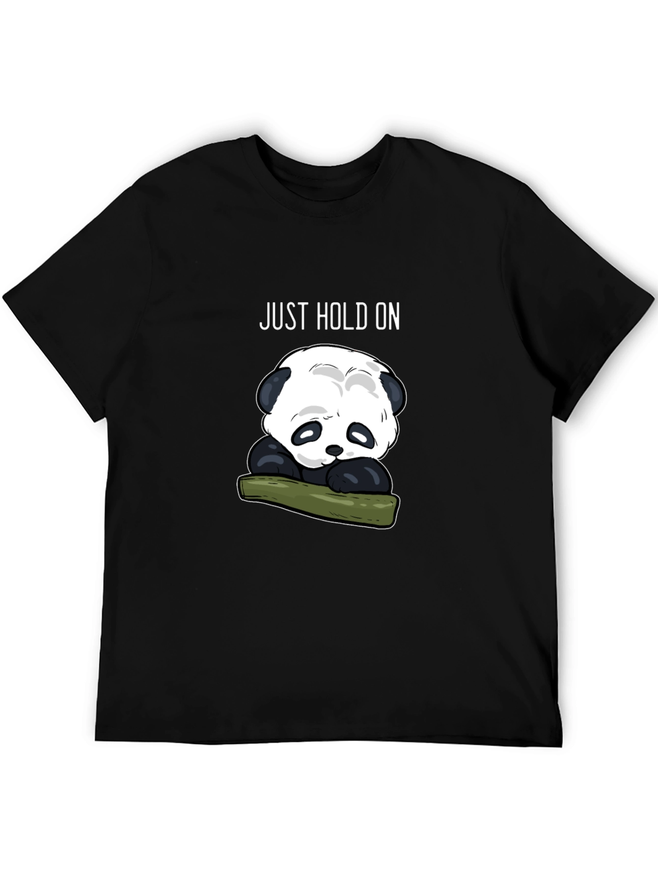 Black Just Hold On Panda Graphic Tee - Black view 5