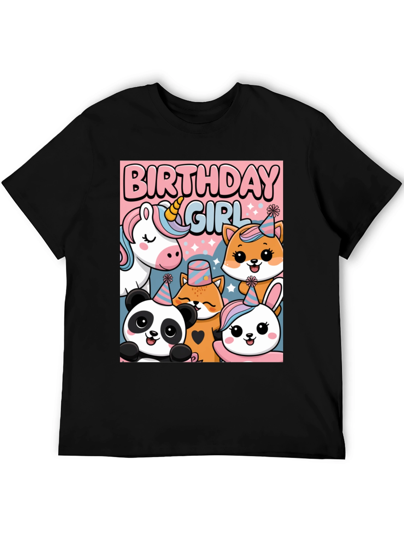 Black Birthday Girl Animal Party T-Shirt view 5
