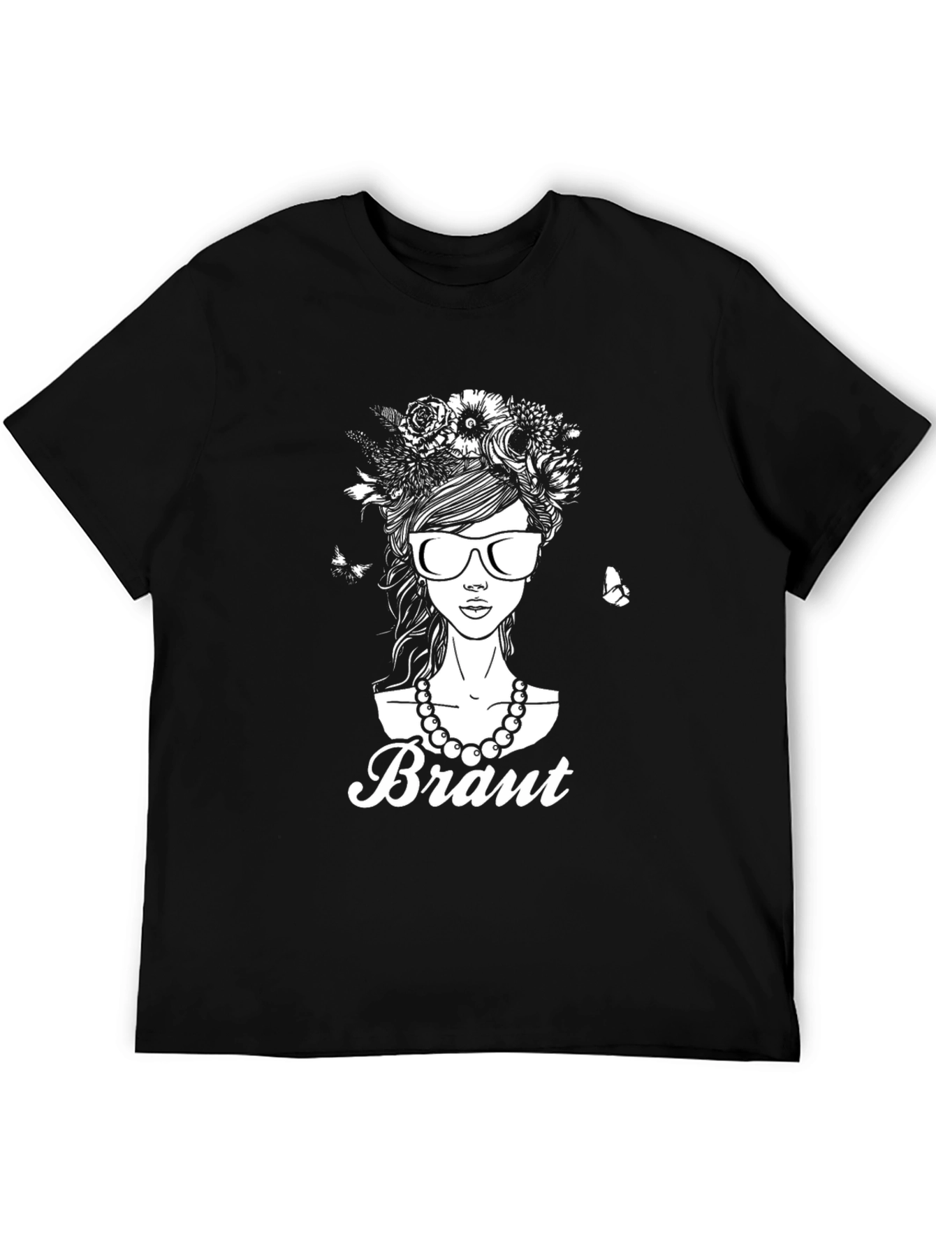 Black Bride T-Shirt - Floral Headdress & Sunglasses view 5