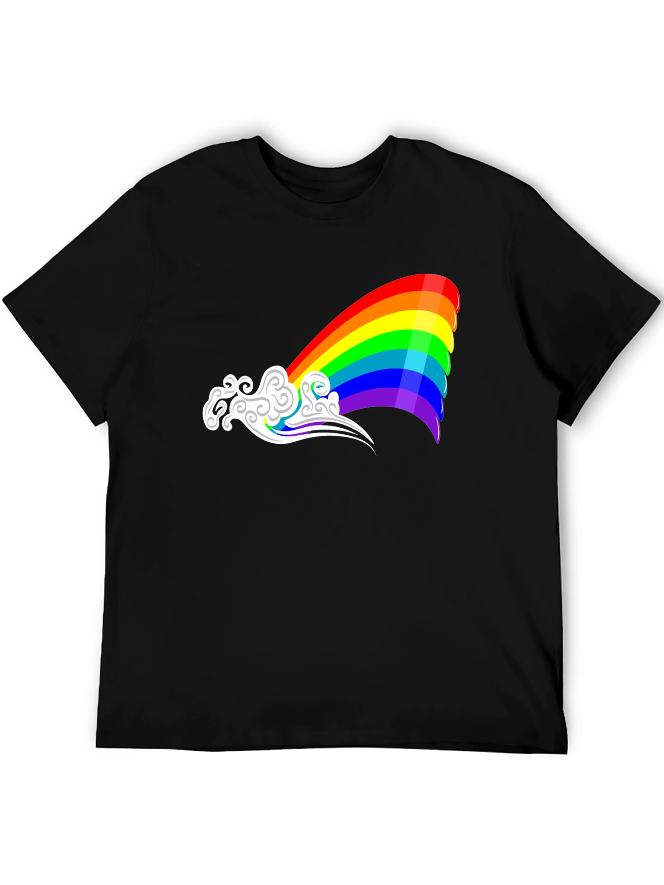 Black Rainbow Cloud Graphic Tee - Black Casual Shirt view 5
