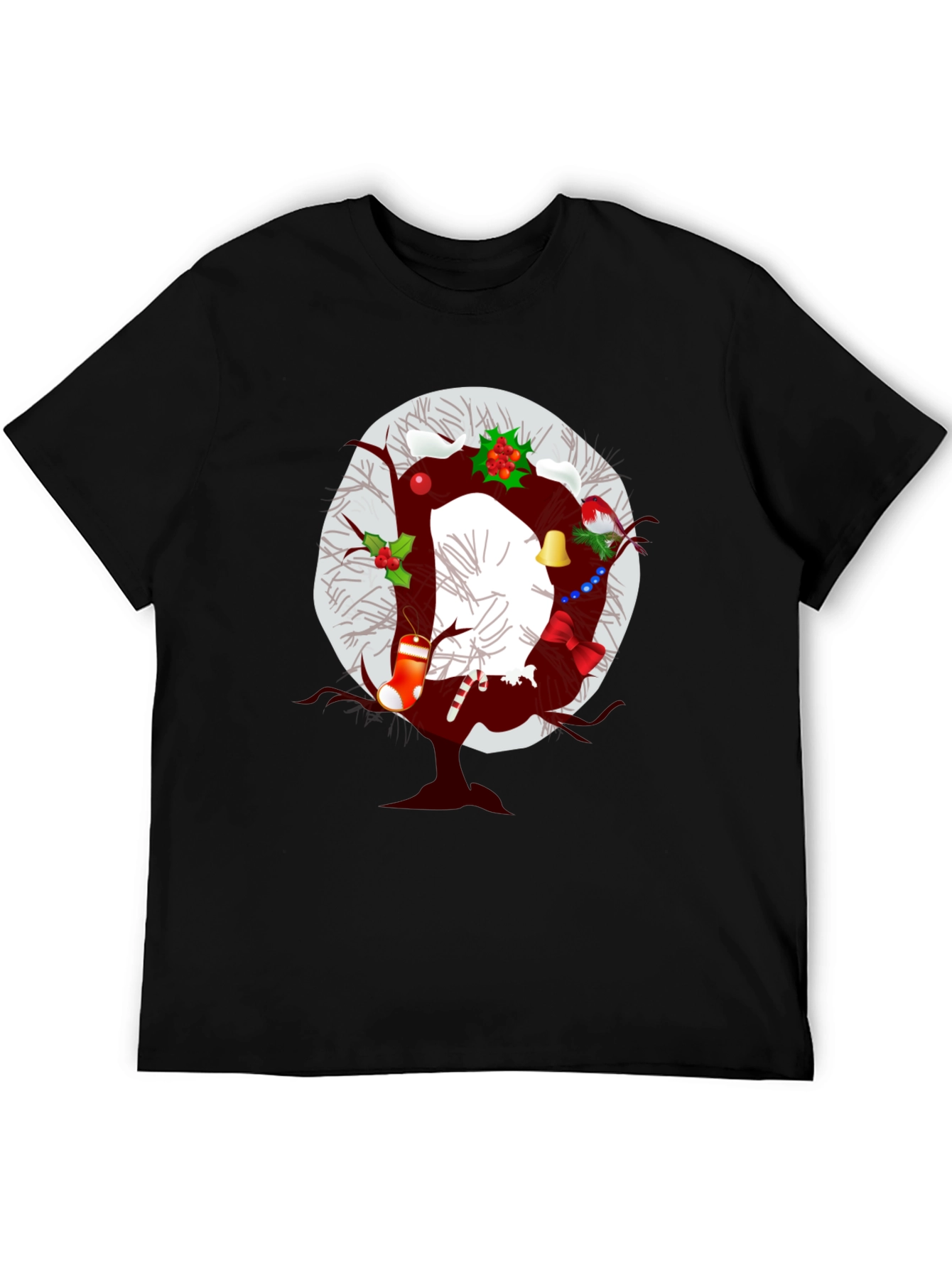 Black Festive Letter O Christmas T-Shirt view 5