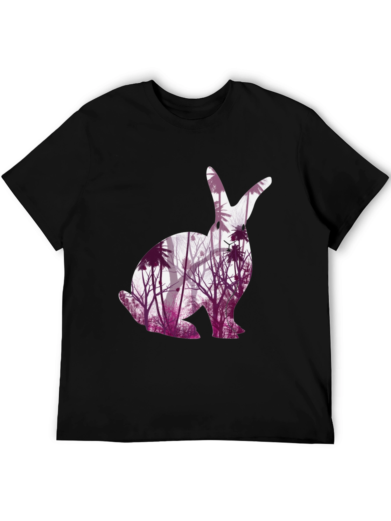 Black Nature-Inspired Rabbit Graphic Tee view 5