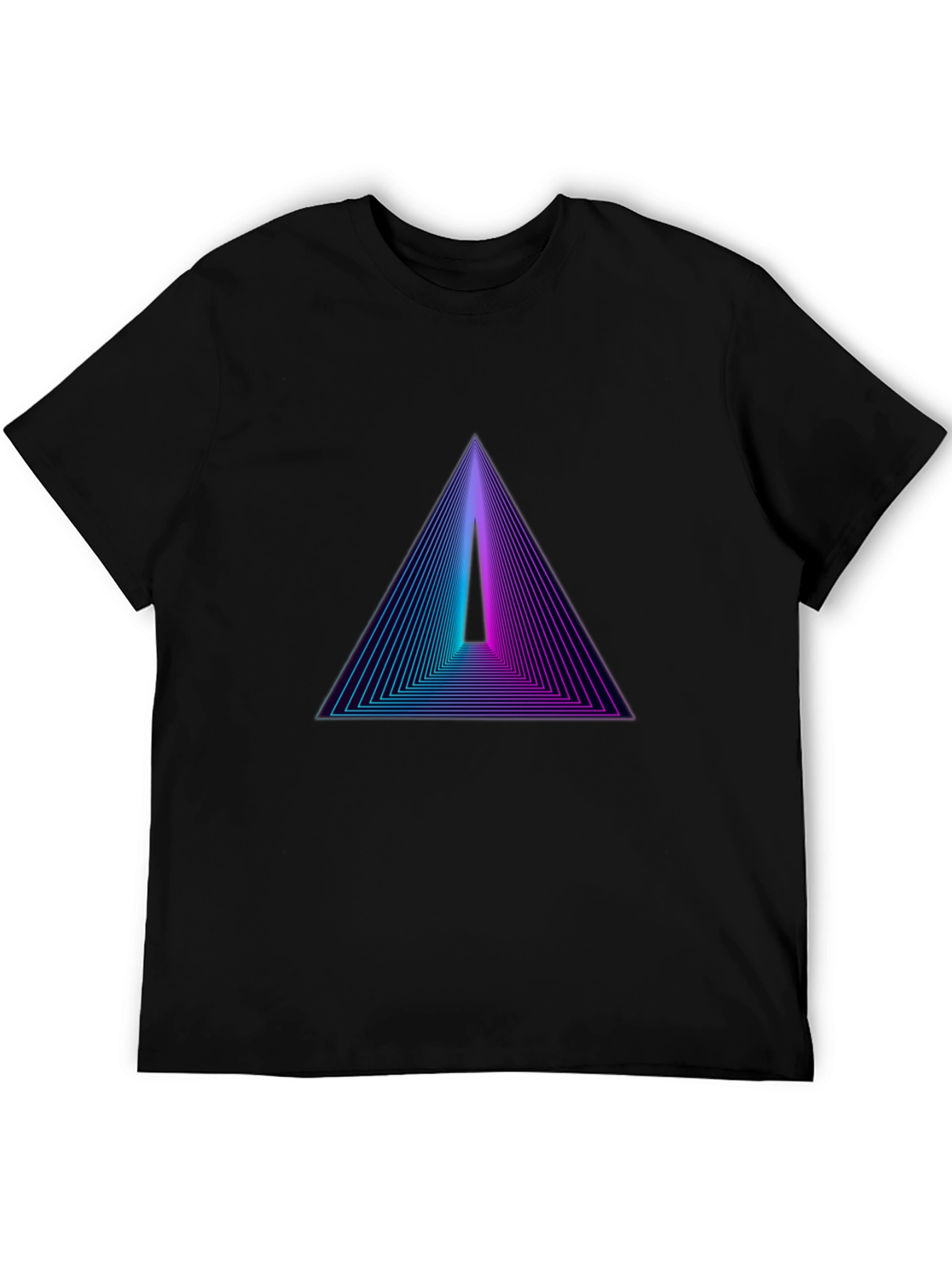 Black Retro Triangle Graphic Black T-Shirt view 5