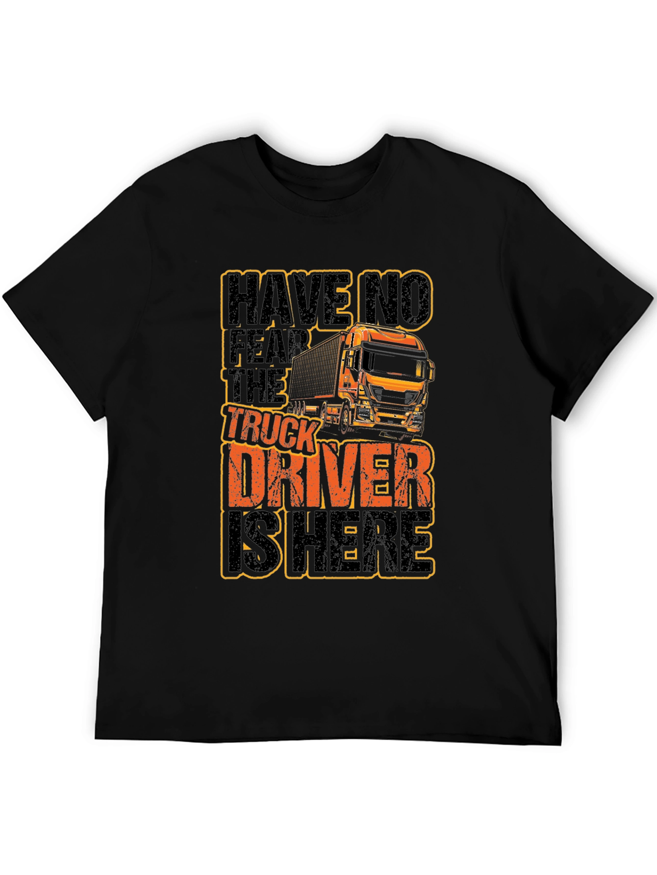 Black Truck Driver Graphic T-Shirt - Black Cotton Tee view 5