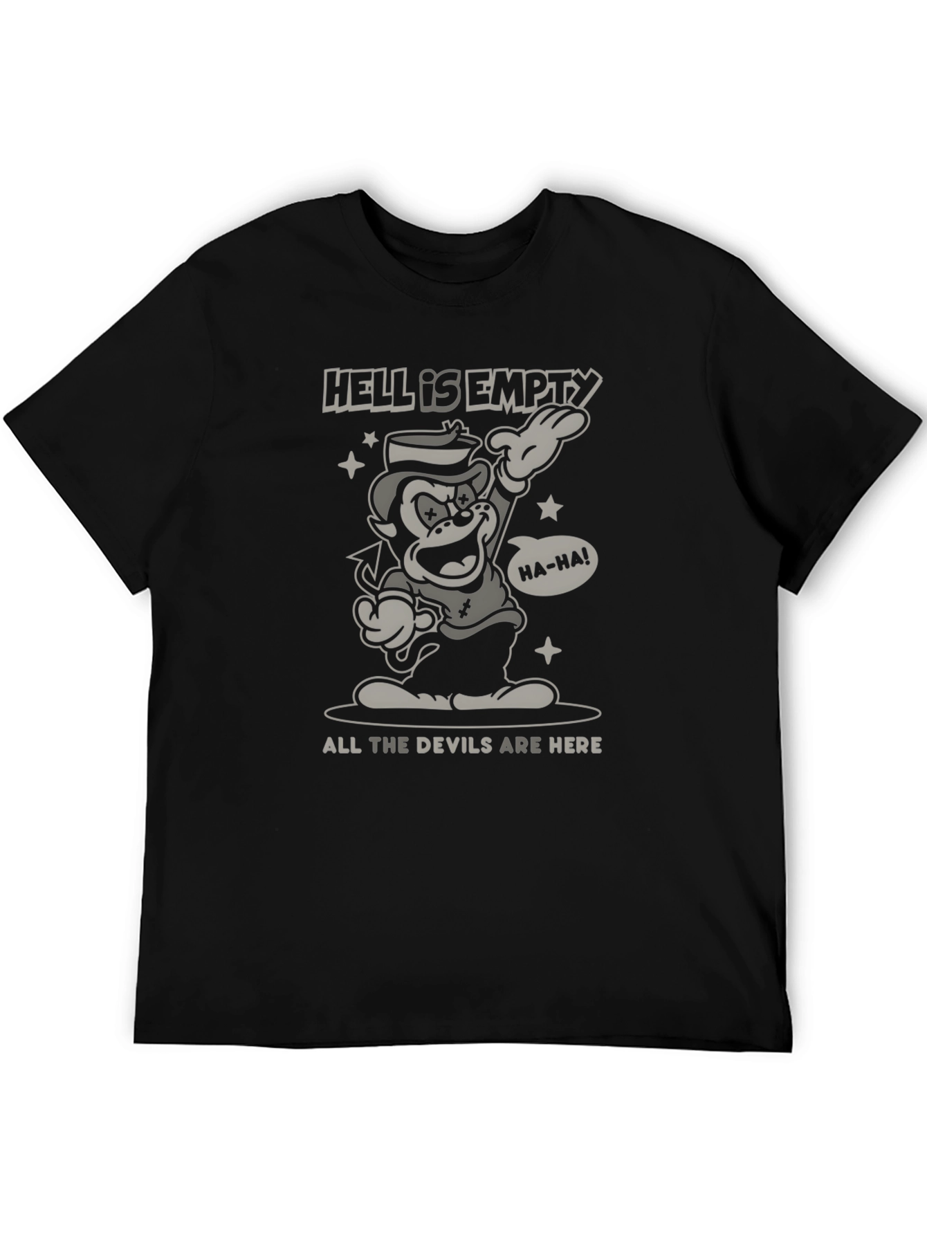 Black Hell is Empty Devil Graphic Black T-Shirt view 5