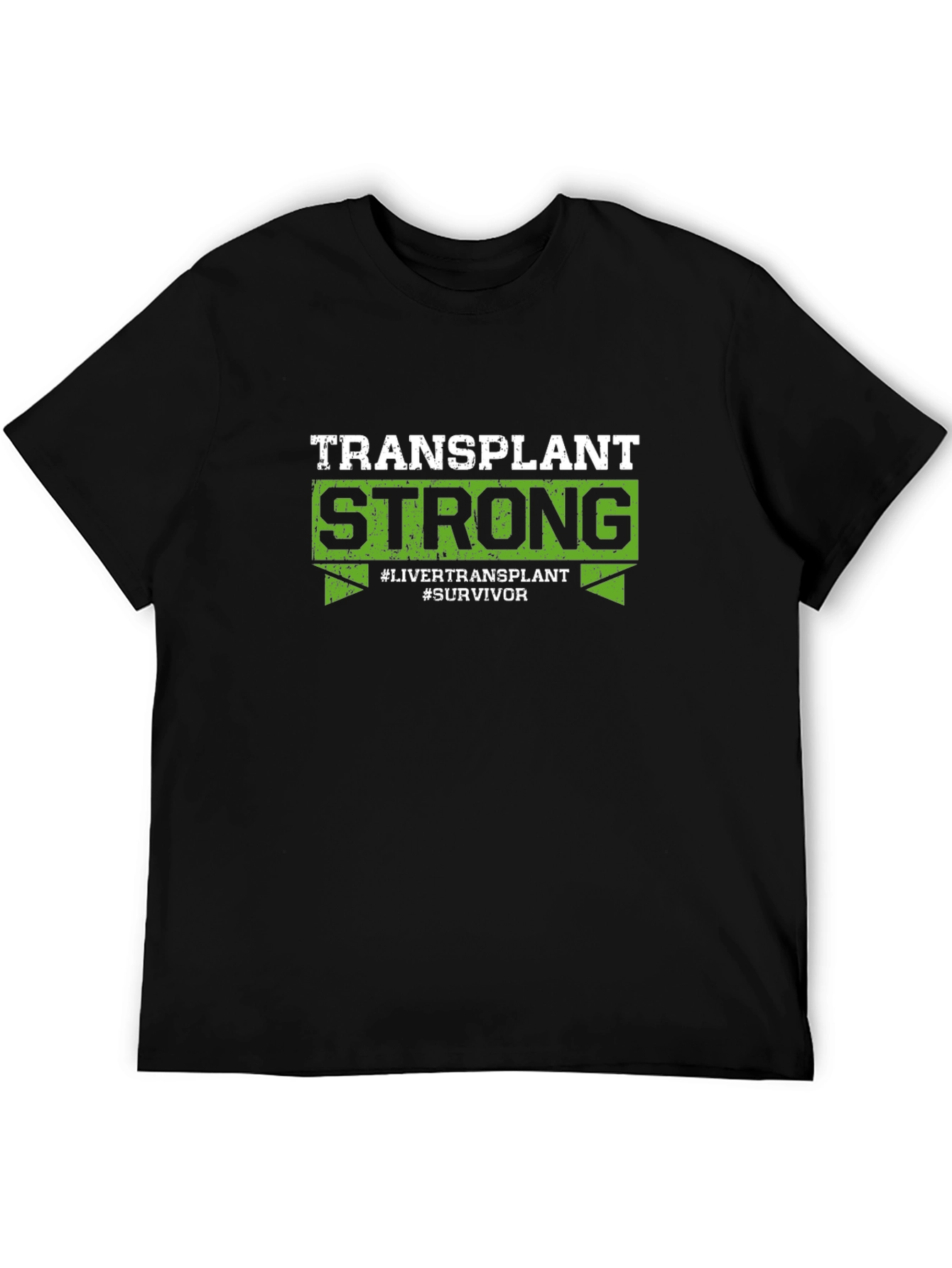 Black Transplant Strong T-Shirt - Liver Transplant Survivor view 5