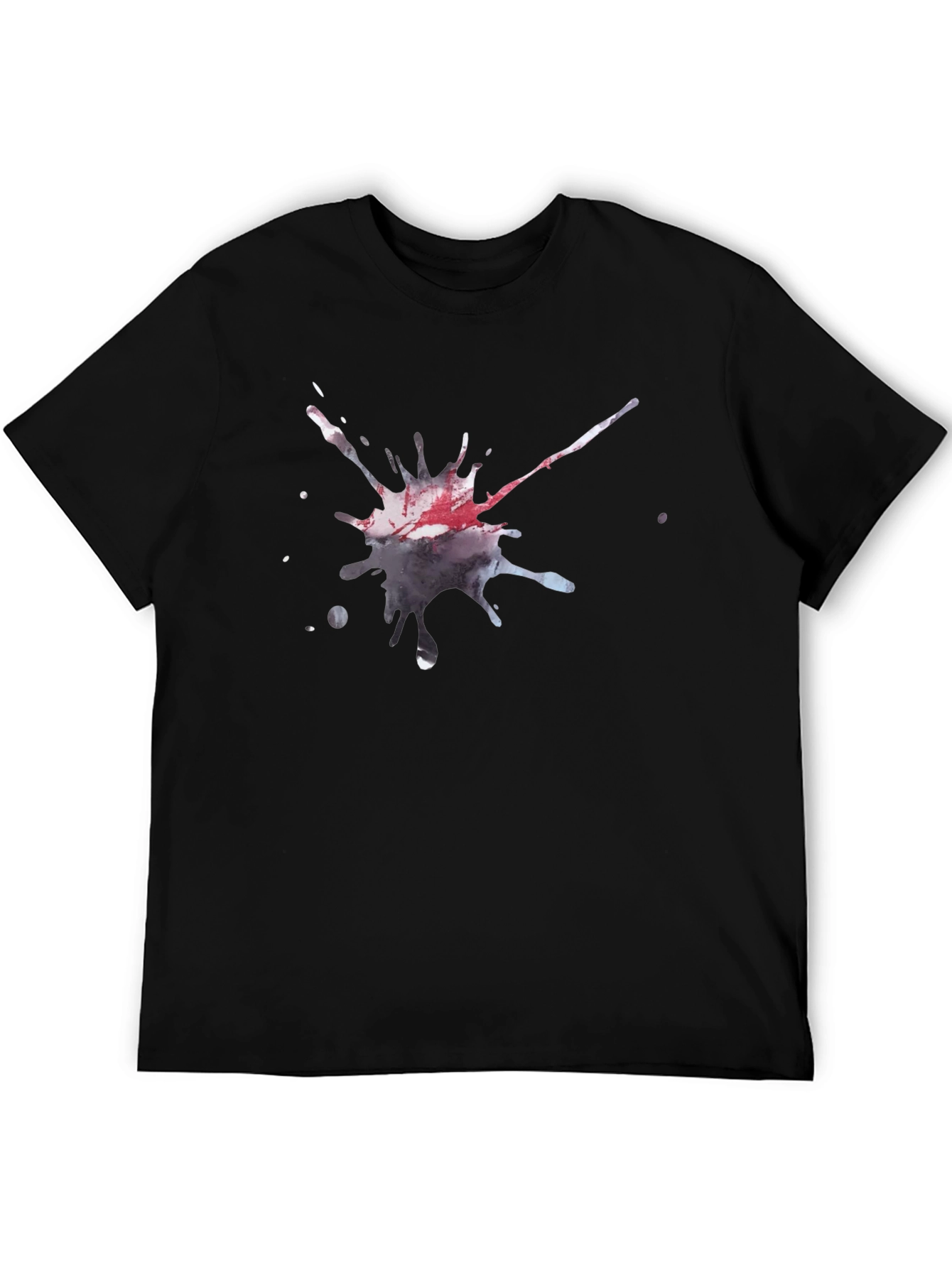 Black Men's Black T-Shirt with Artistic Splatter Design view 5