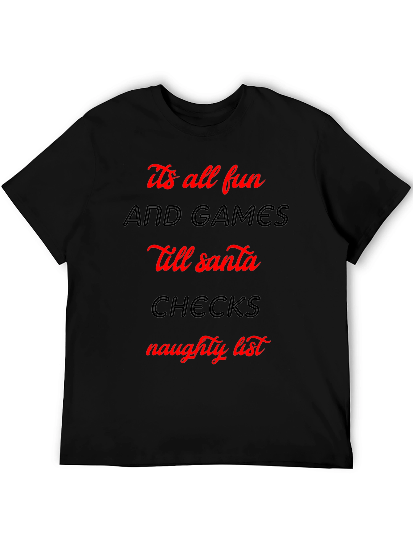 Black Funny Christmas Naughty List Graphic T-Shirt view 5