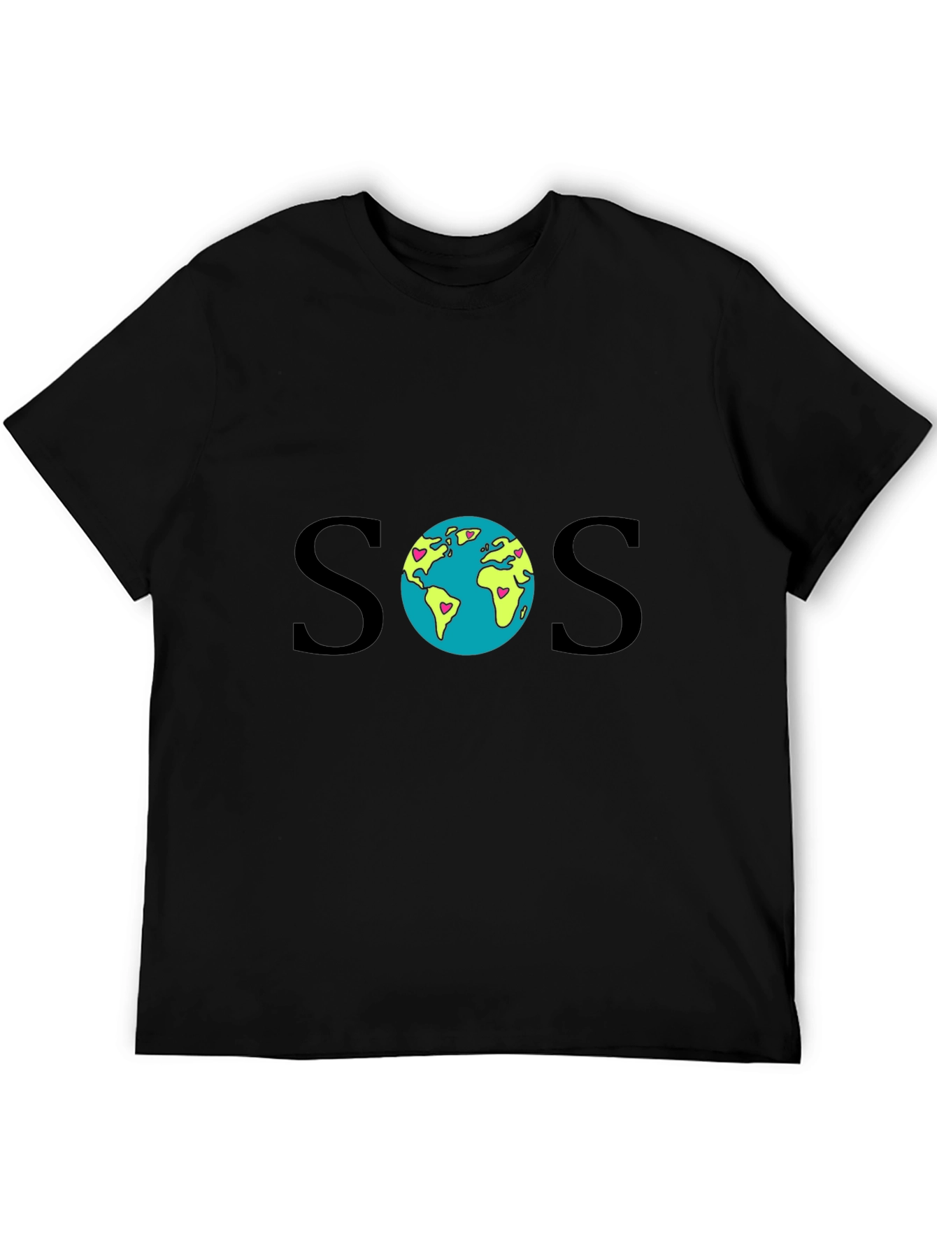 Black SOS Earth Graphic Tee - Save Our Planet view 5