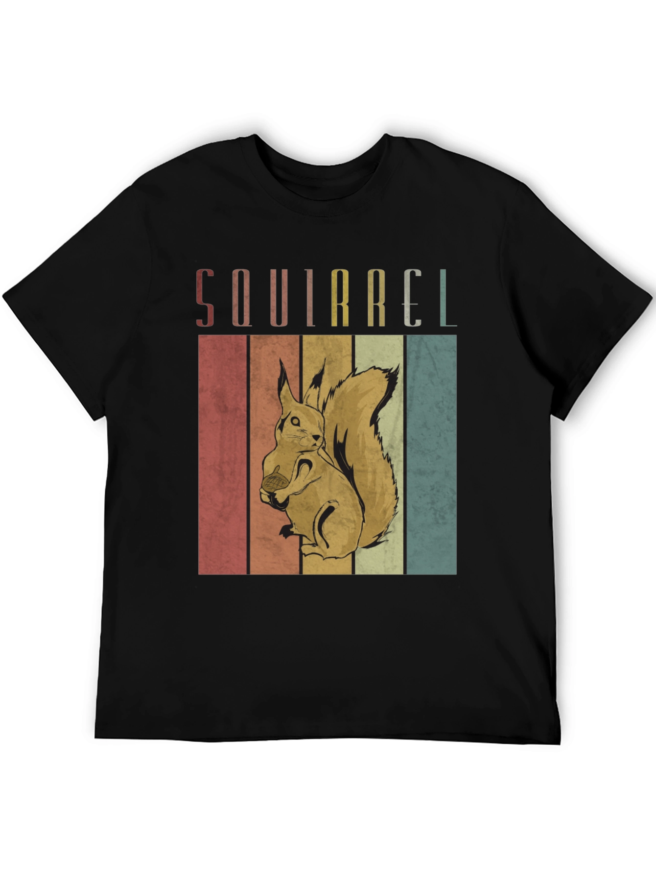 Black Retro Squirrel T-Shirt - Unique Vintage Animal Tee view 5