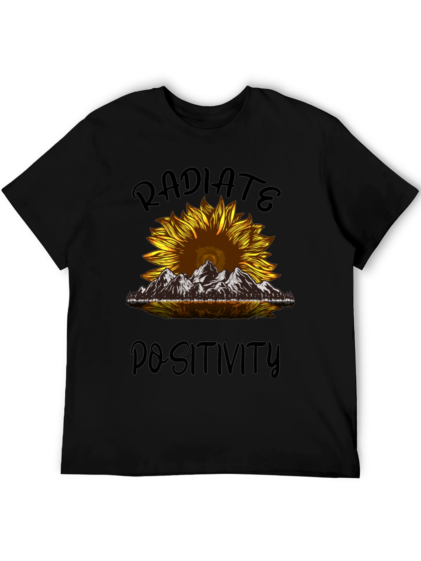 Black Radiate Positivity Sunflower Graphic T-Shirt view 5