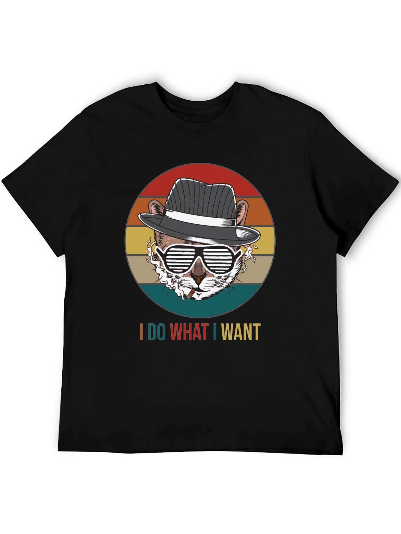 Black I Do What I Want T-Shirt: Cool Cat Design view 5