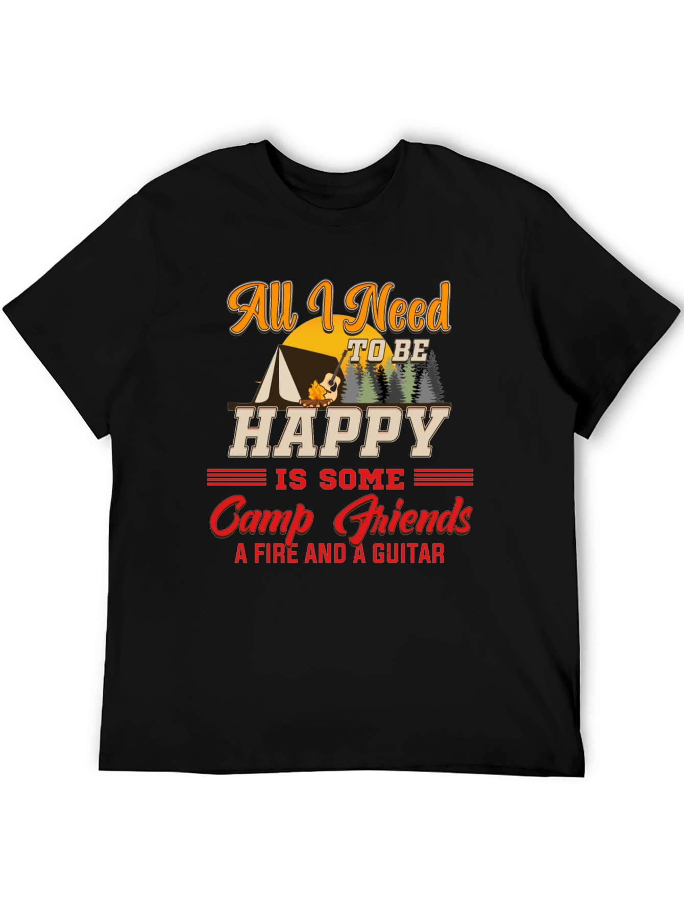 Black Camping Lover T-Shirt - All I Need to be Happy view 5