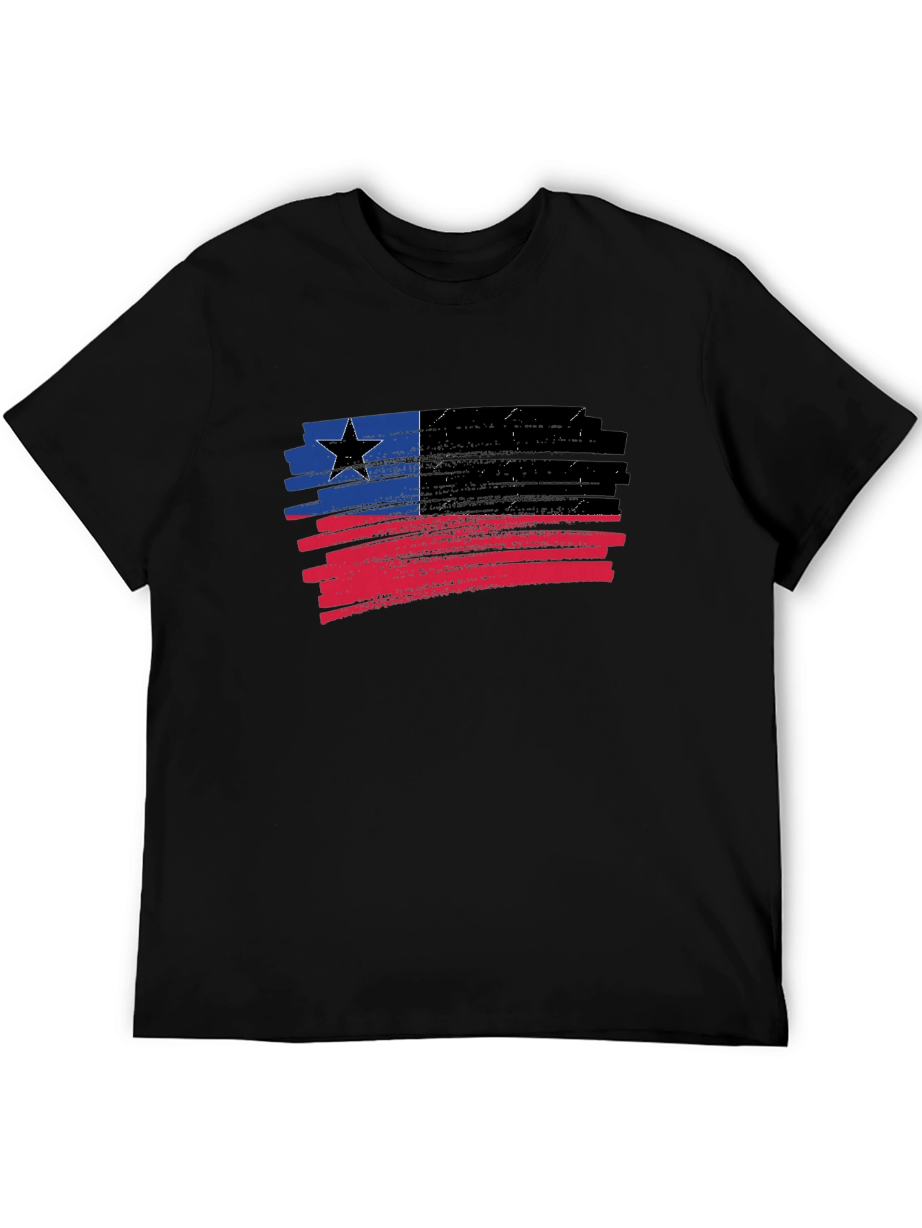 Black Distressed Grunge Flag T-Shirt - Black view 5