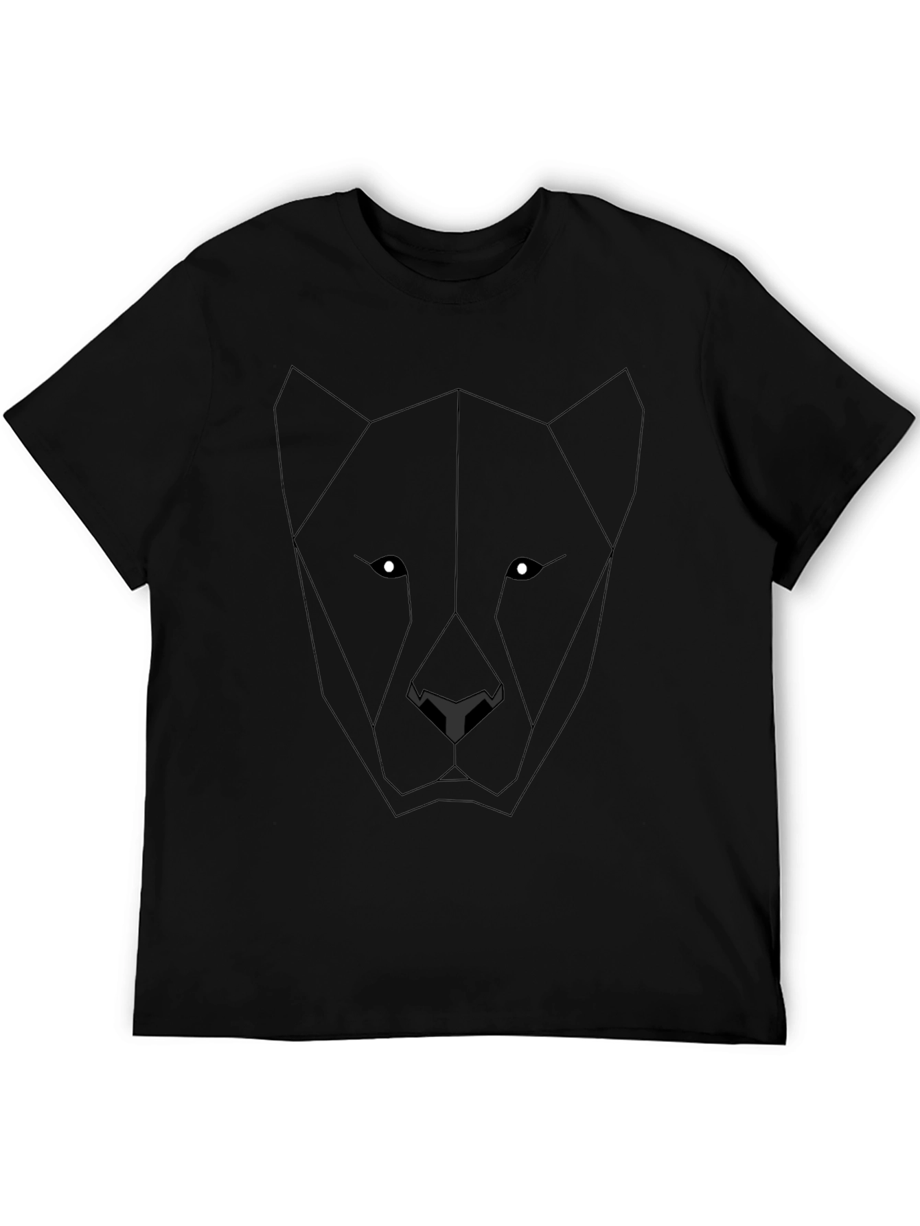 Black Geometric Panther Graphic Tee - Modern Black T-Shirt view 5