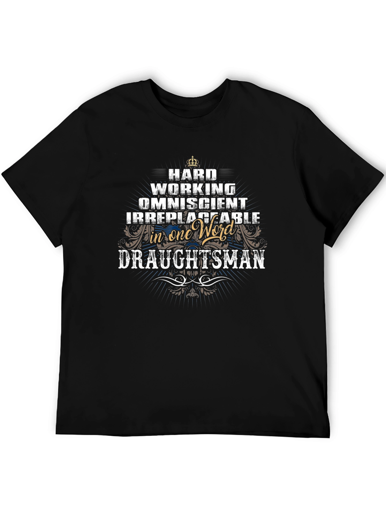 Black Hard Working Draftsman Graphic T-Shirt view 5