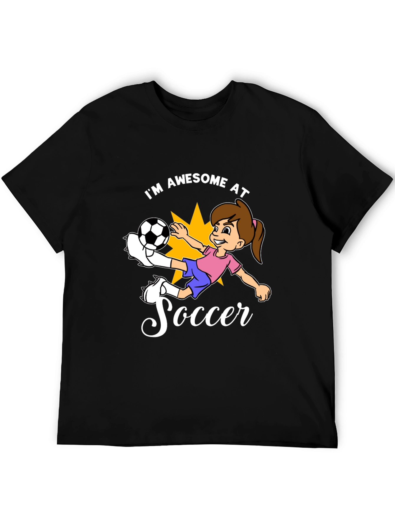 Black Awesome Soccer Girl Black T-Shirt view 5