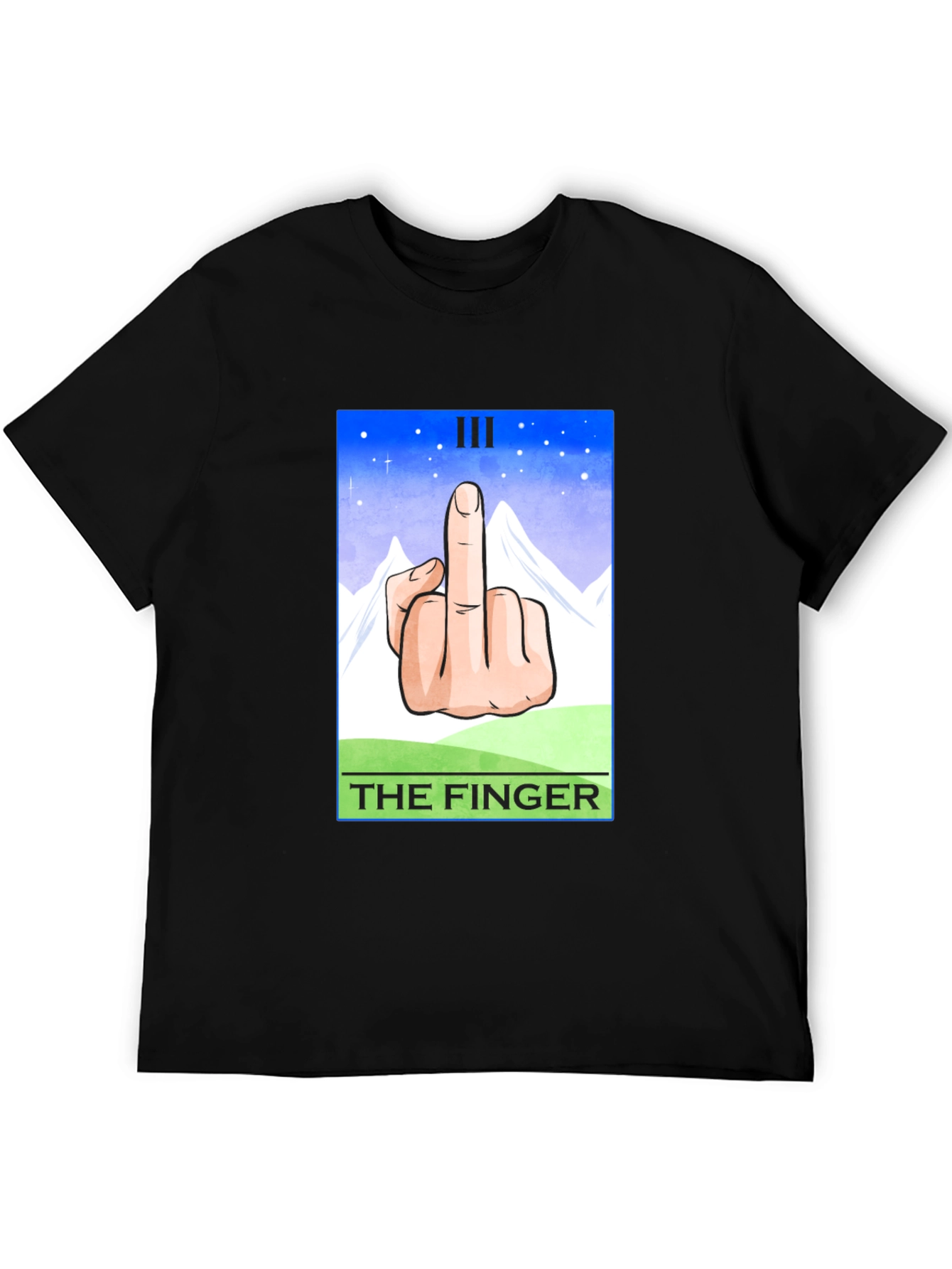 Black The Finger Tarot Card T-Shirt - Funny Graphic Tee view 5