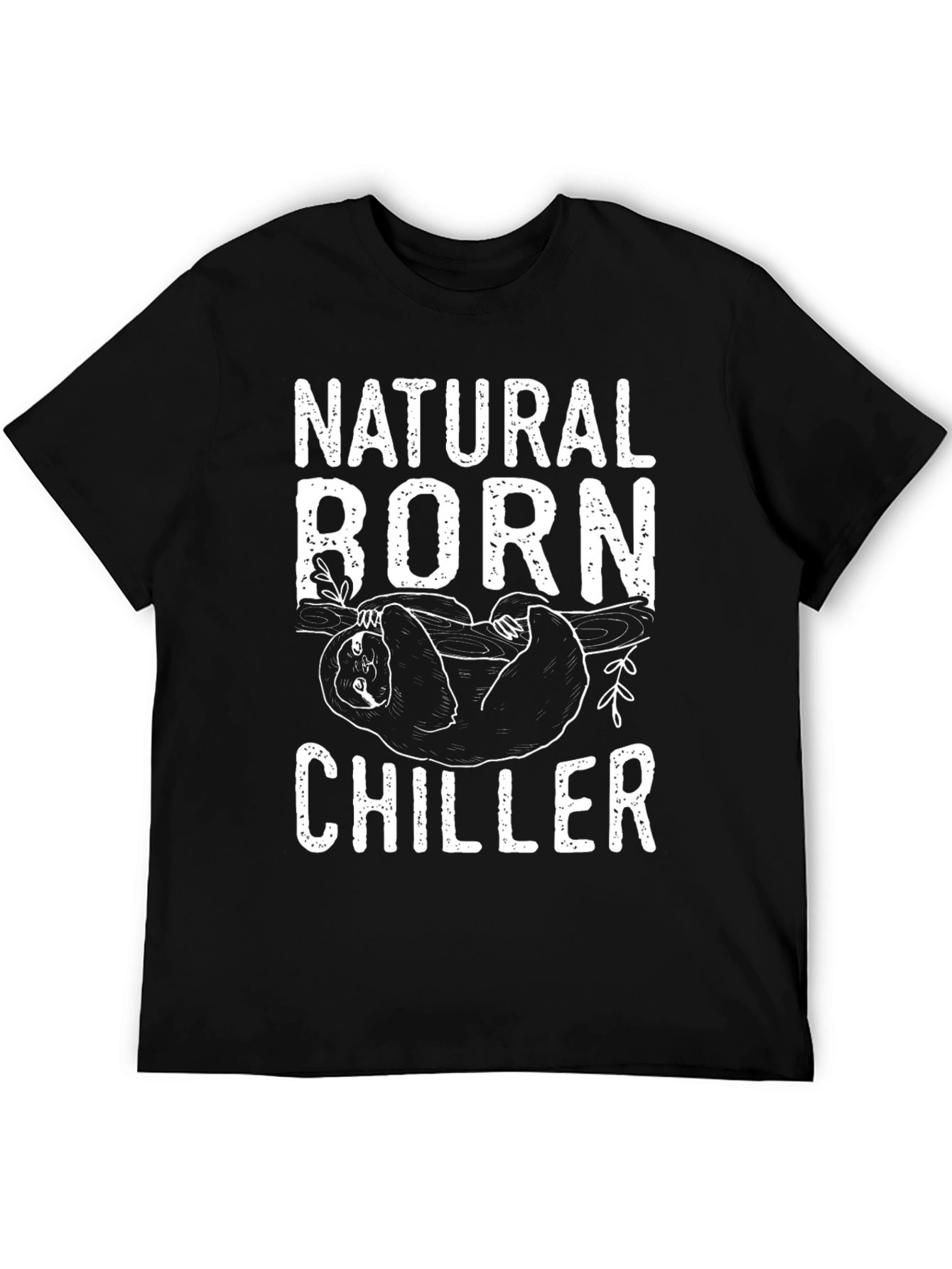 Black Natural Born Chiller Sloth Graphic T-Shirt view 5