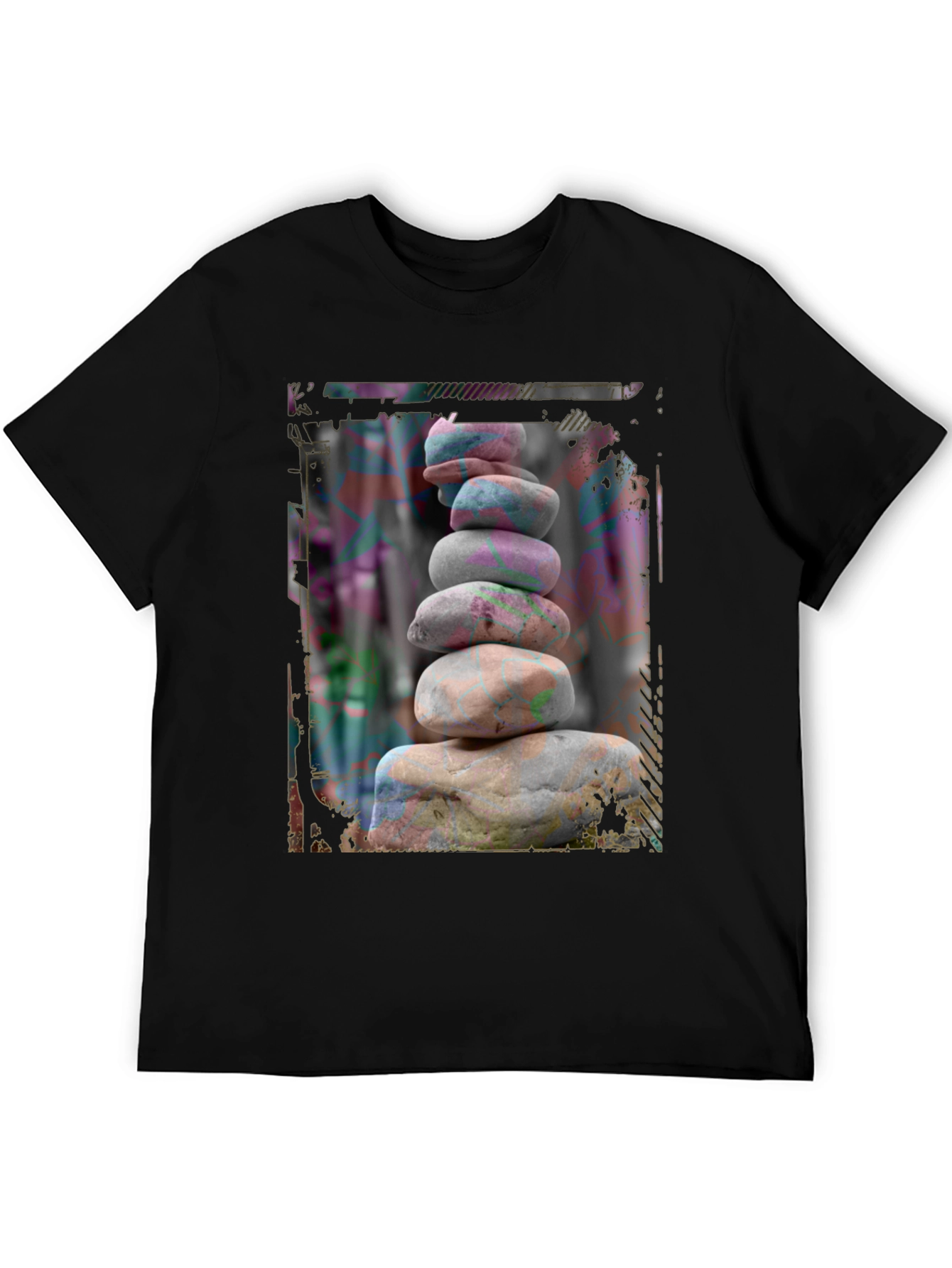 Black Zen Stone Stack Graphic Tee view 5