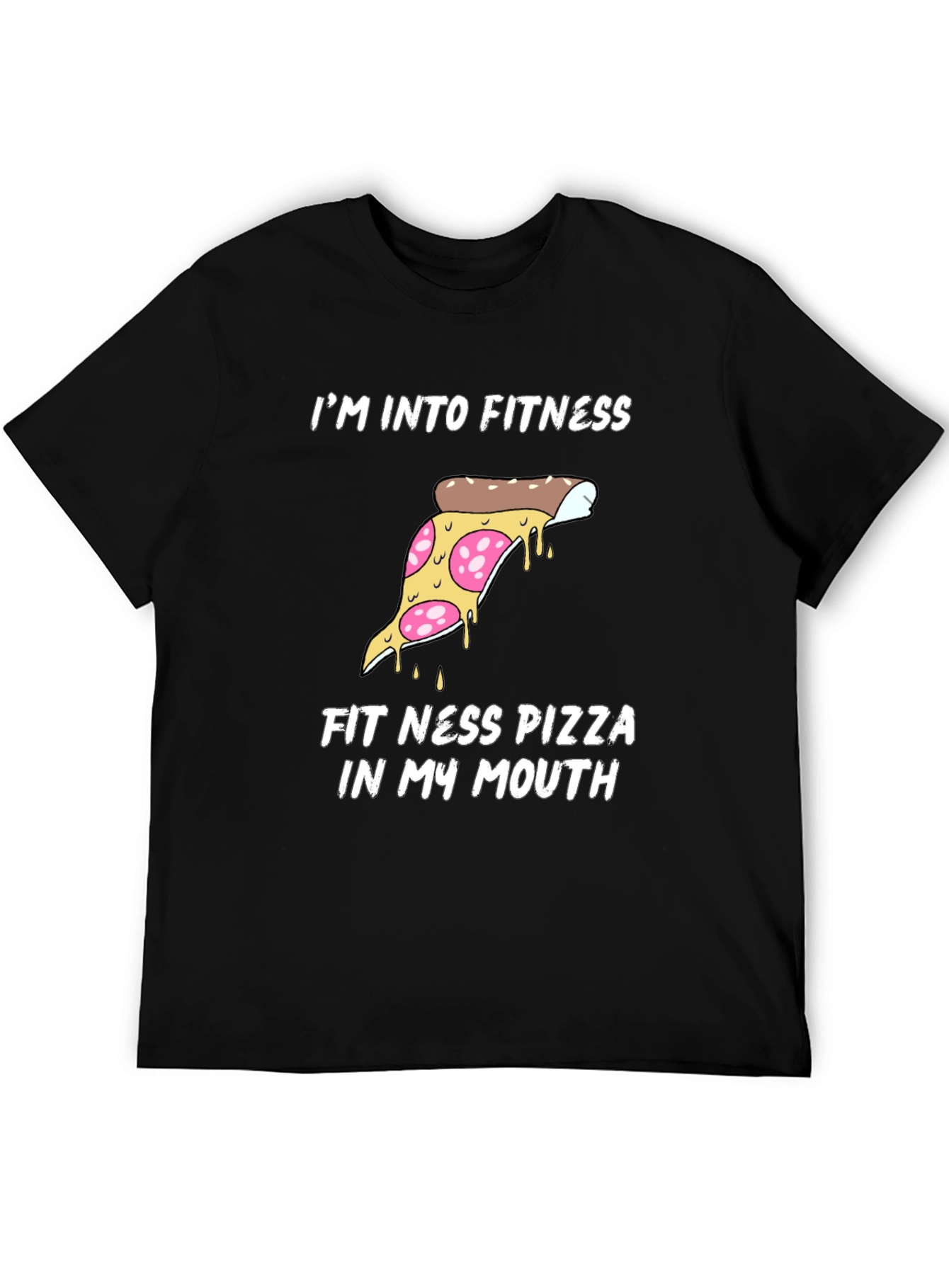 Black Fitness Pizza Graphic Tee - Funny Workout Shirt view 5