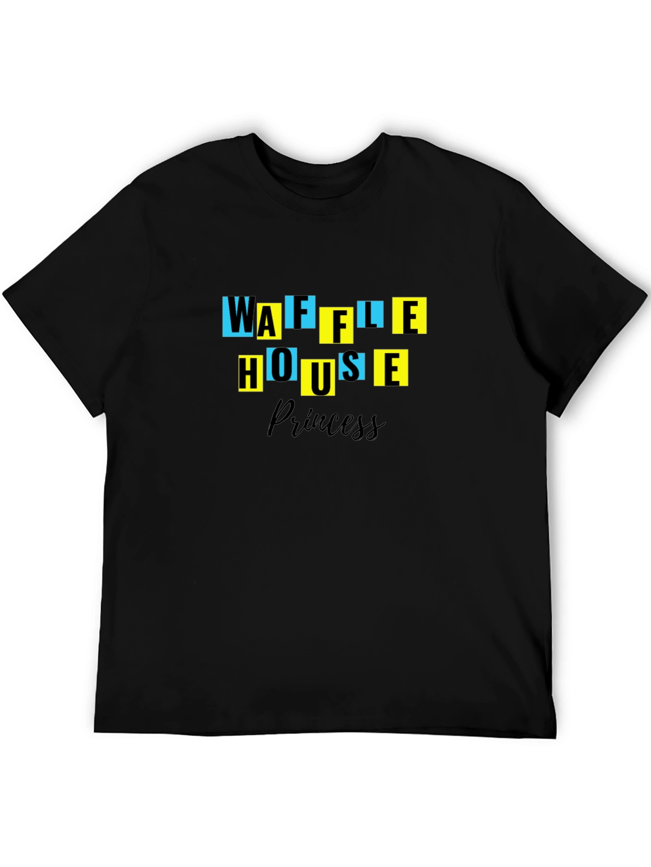 Black Waffle House Princess Black T-Shirt view 5