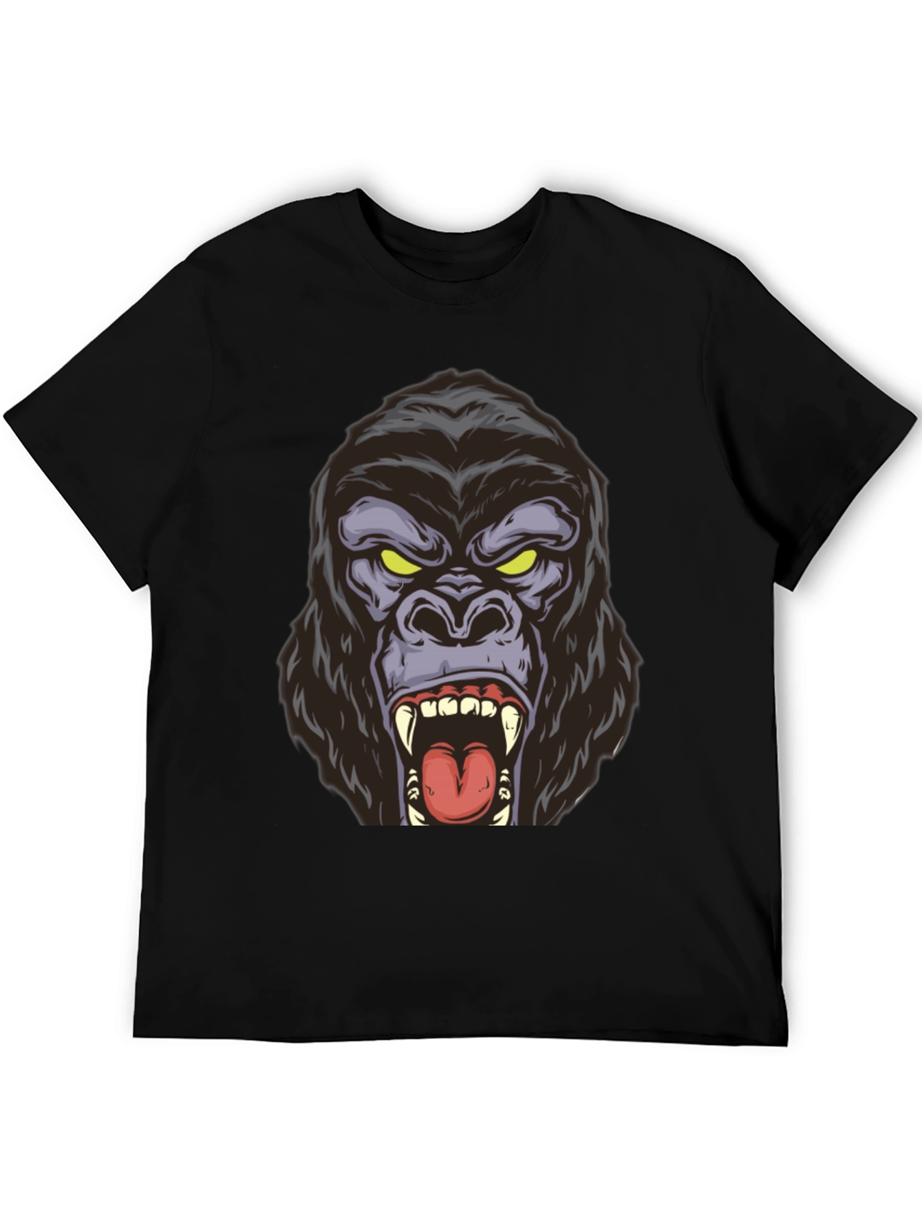 Black Roaring Gorilla Graphic Tee - Bold Black Shirt view 5