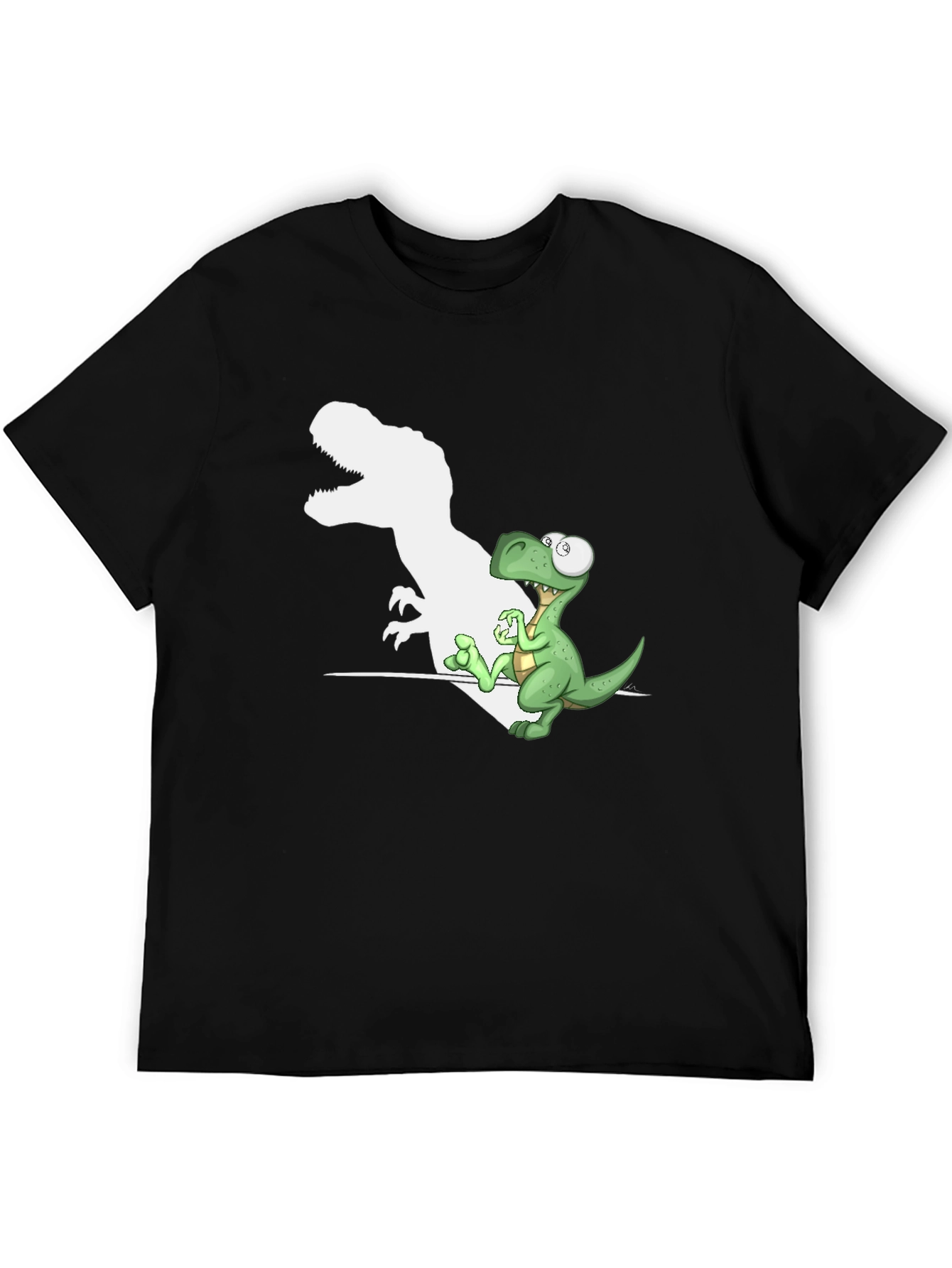 Black Dinosaur Shadow T-Shirt Funny Dino Tee view 5