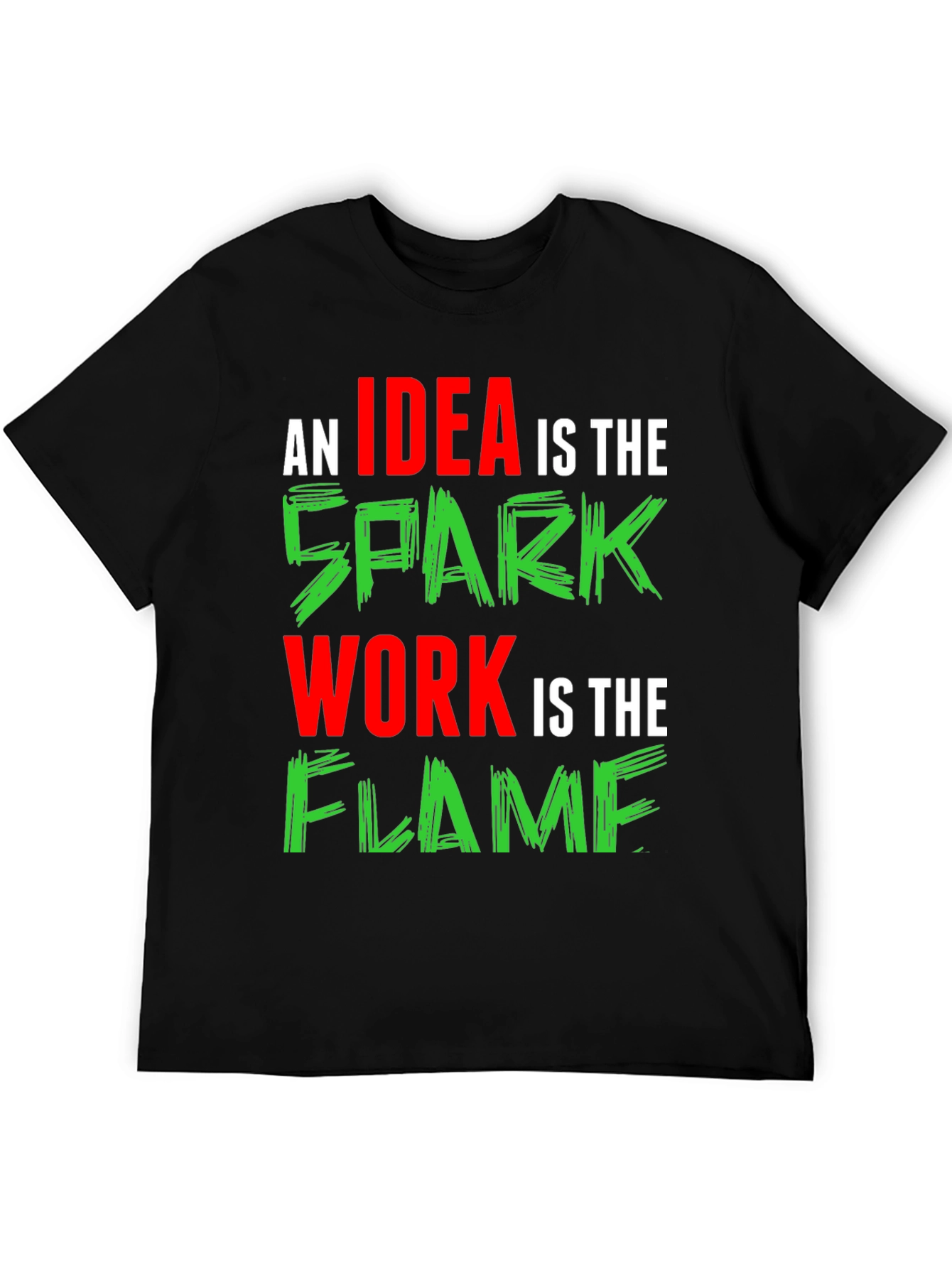 Black Idea Spark Flame Graphic Tee - Black Cotton T-Shirt view 5