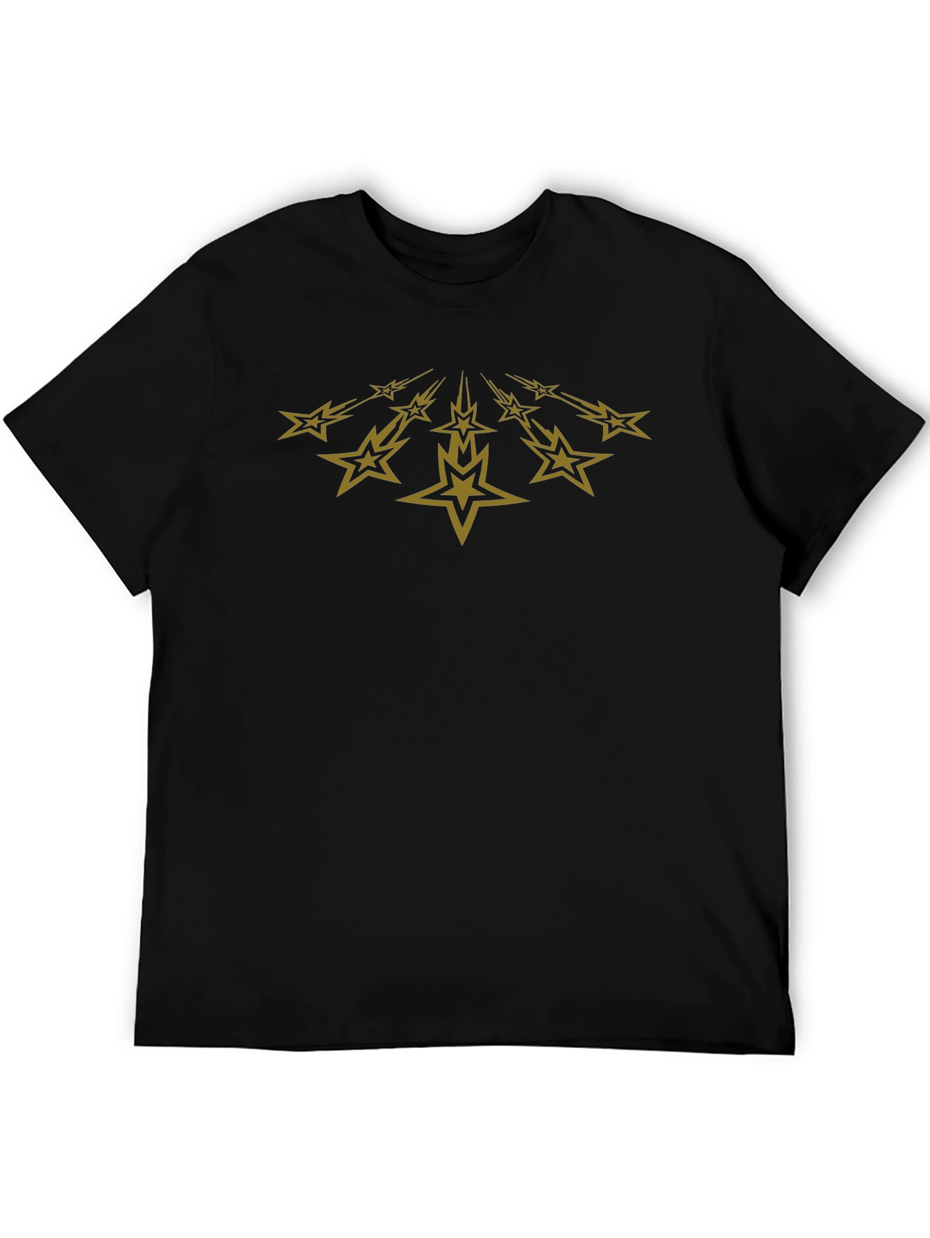 Black Men's Black T-Shirt with Gold Starburst Design view 5
