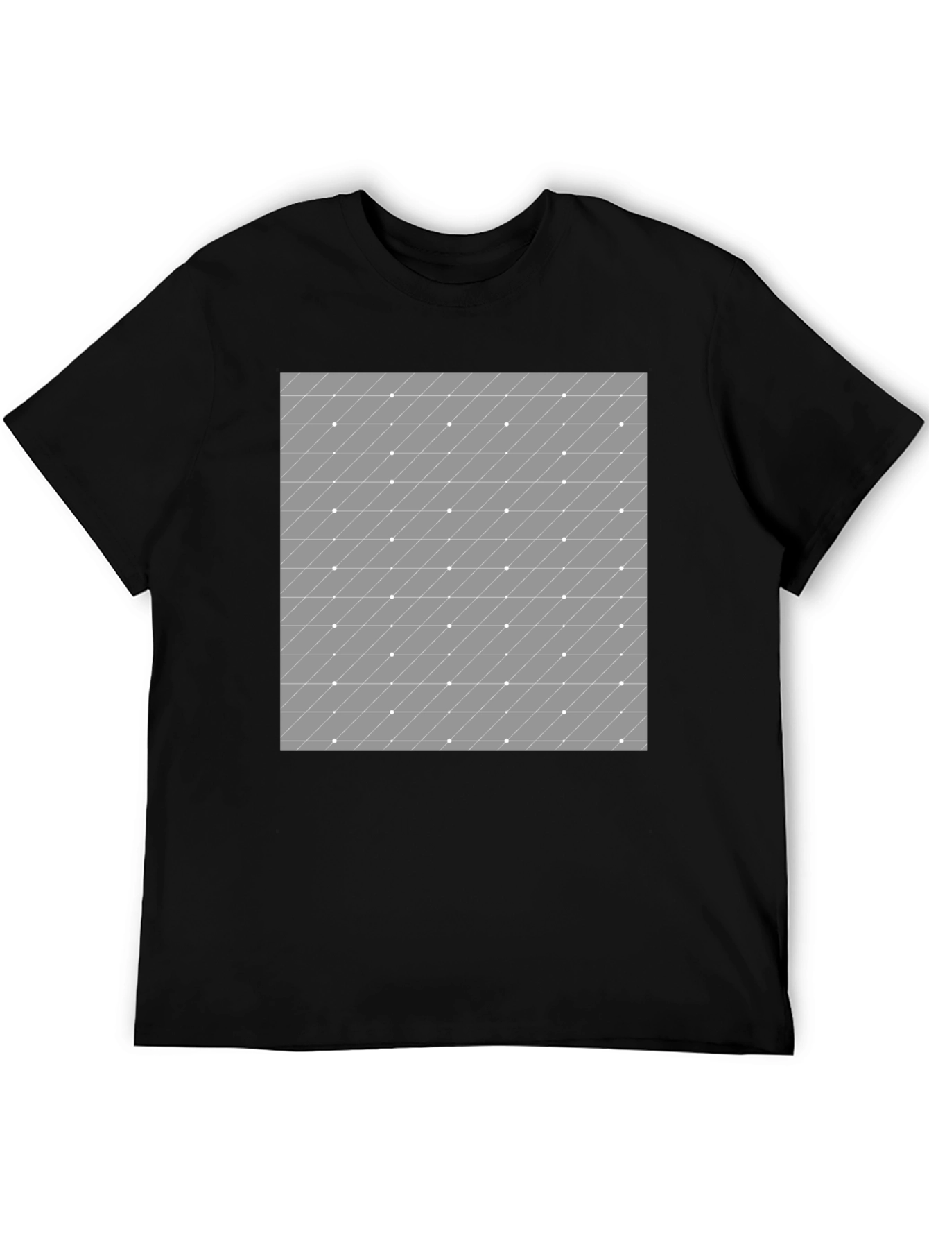 Black Modern Geometric Pattern Black T-Shirt view 5