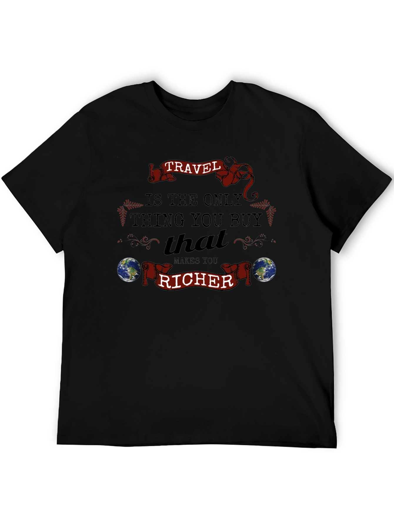 Black Travel Makes You Richer T-Shirt view 5