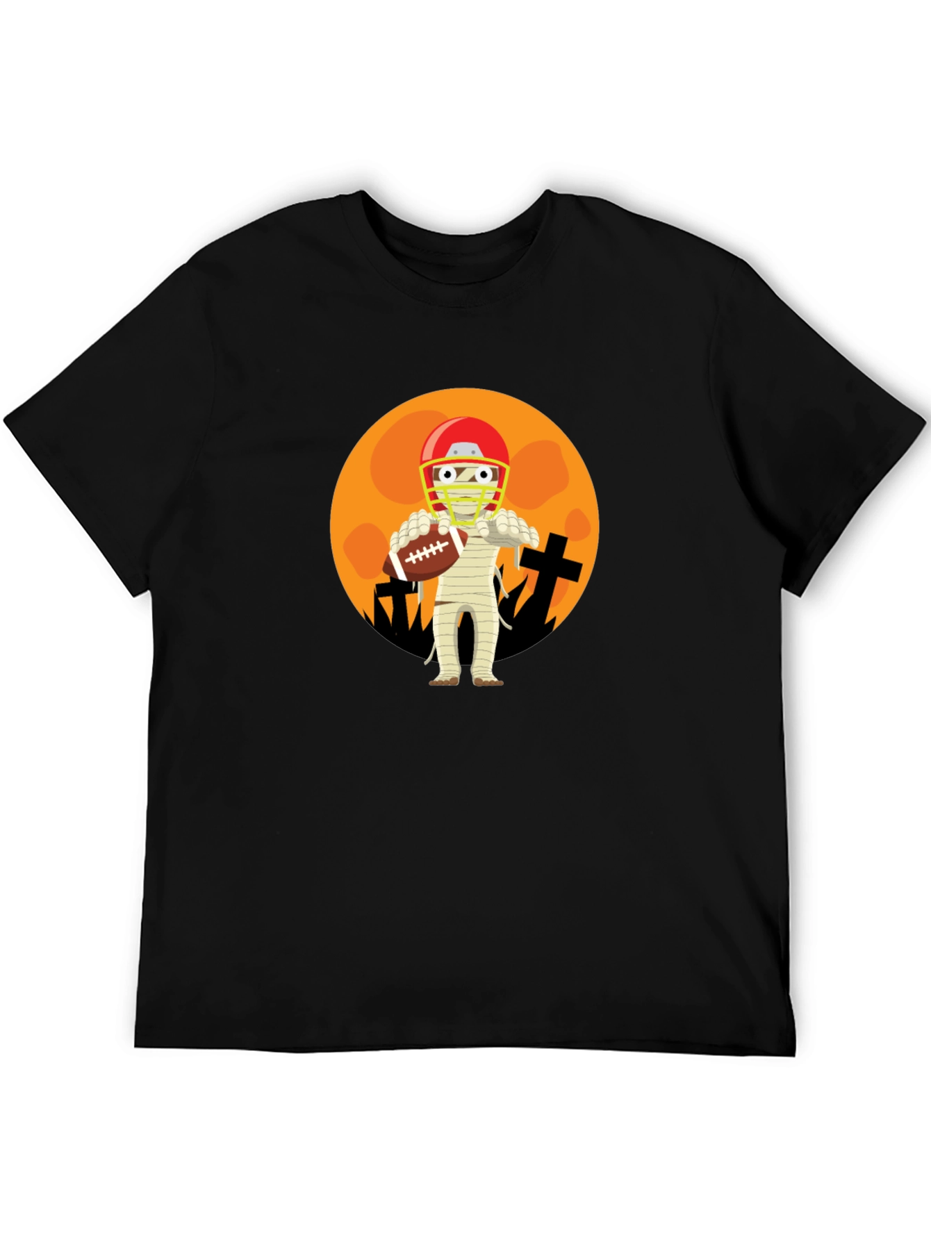 Black Football Mummy Halloween T-Shirt view 5