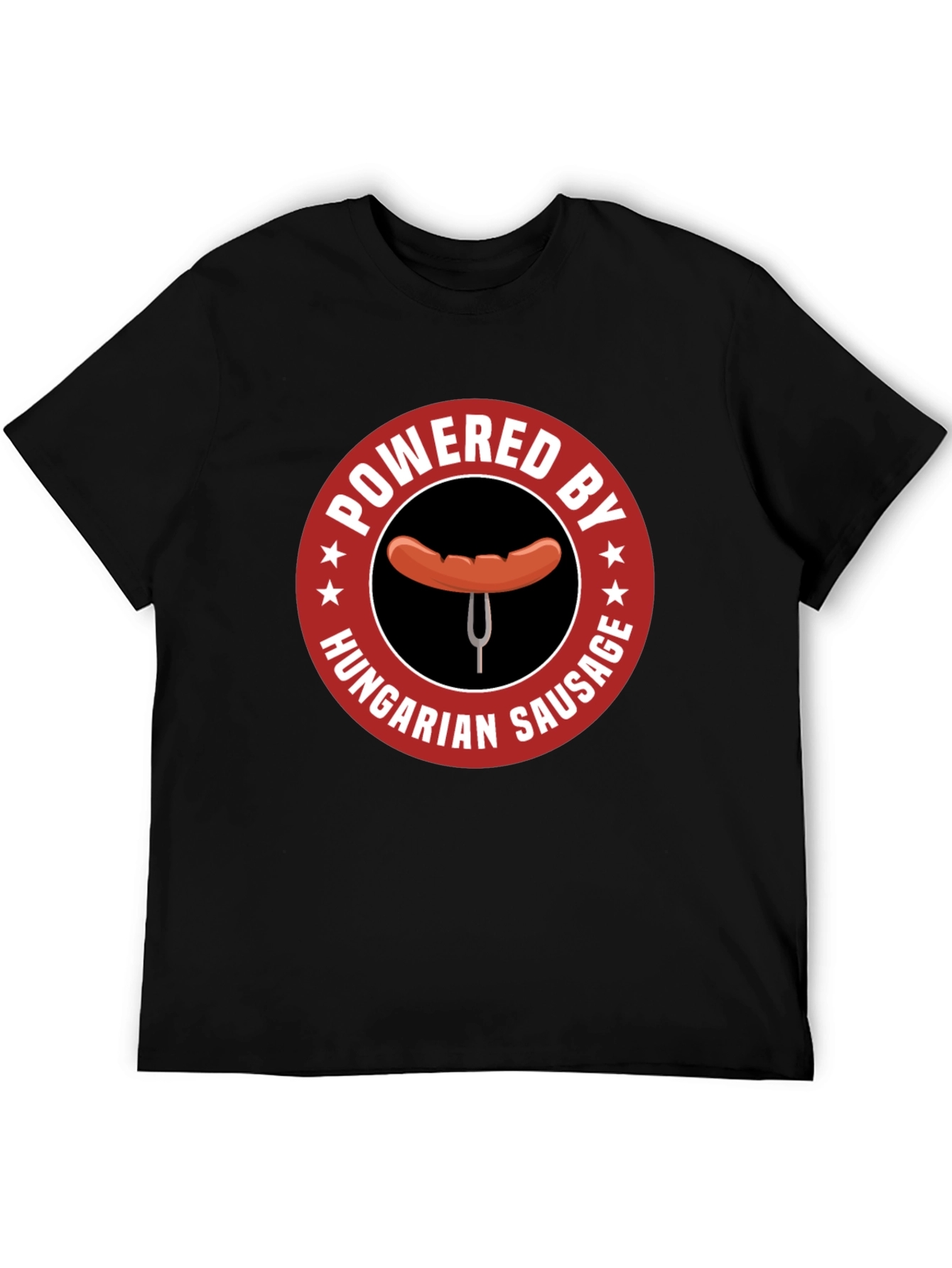 Black Hungarian Sausage T-Shirt - Powered by Funny Tee view 5