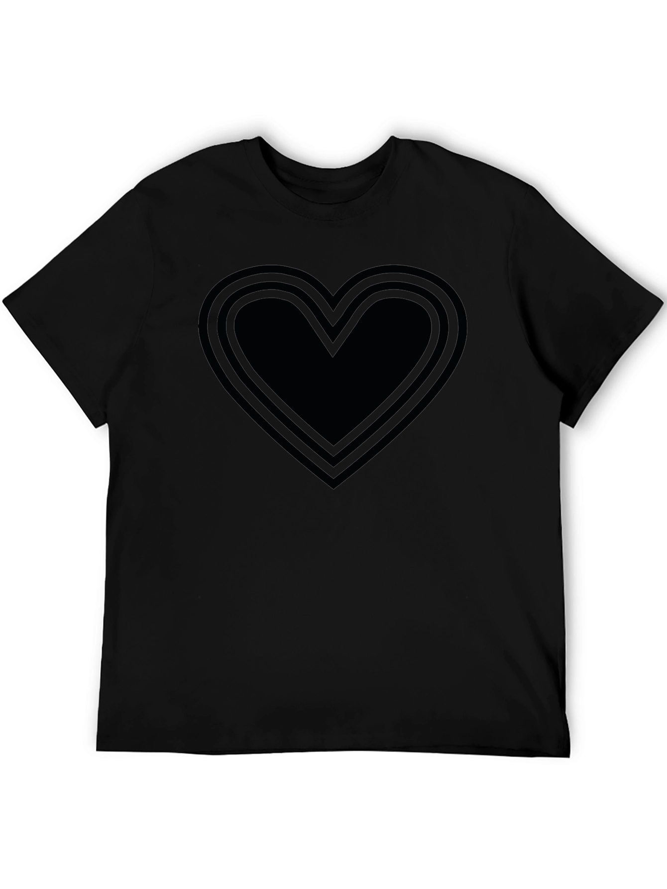 Black Black Heart Outline Graphic T-Shirt view 5