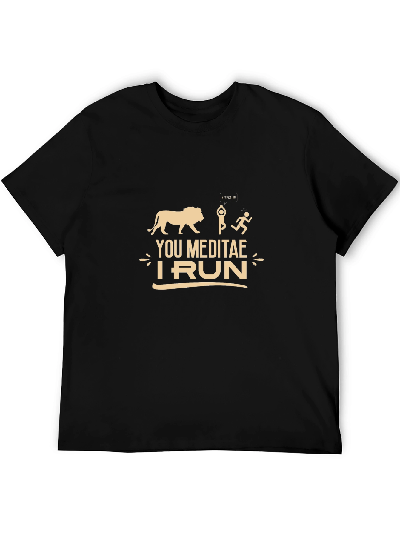 Black Humorous "You Meditate, I Run" Graphic Tee view 5