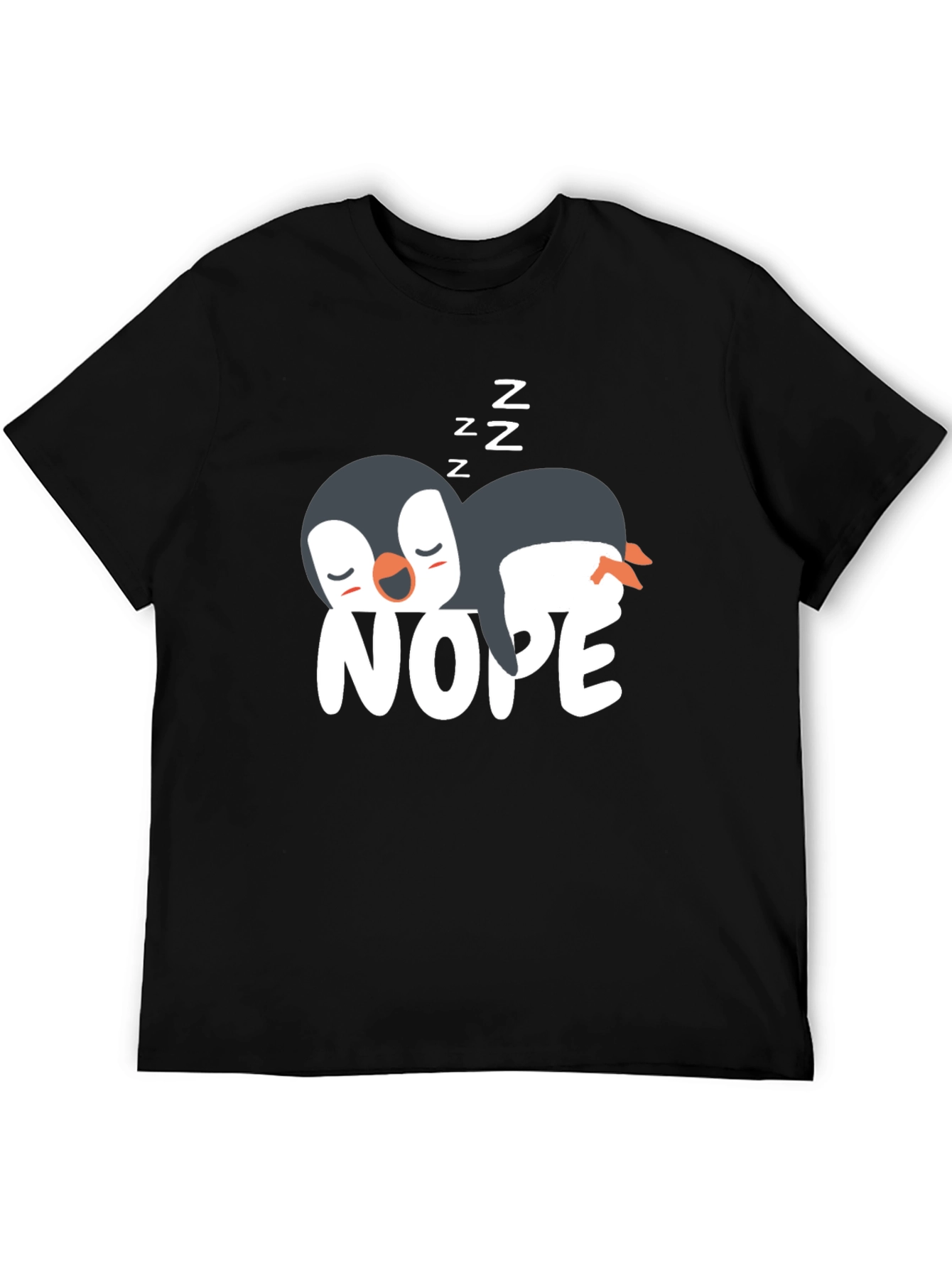 Black Nope Penguin T-Shirt - Funny Sleepy Penguin Tee view 5