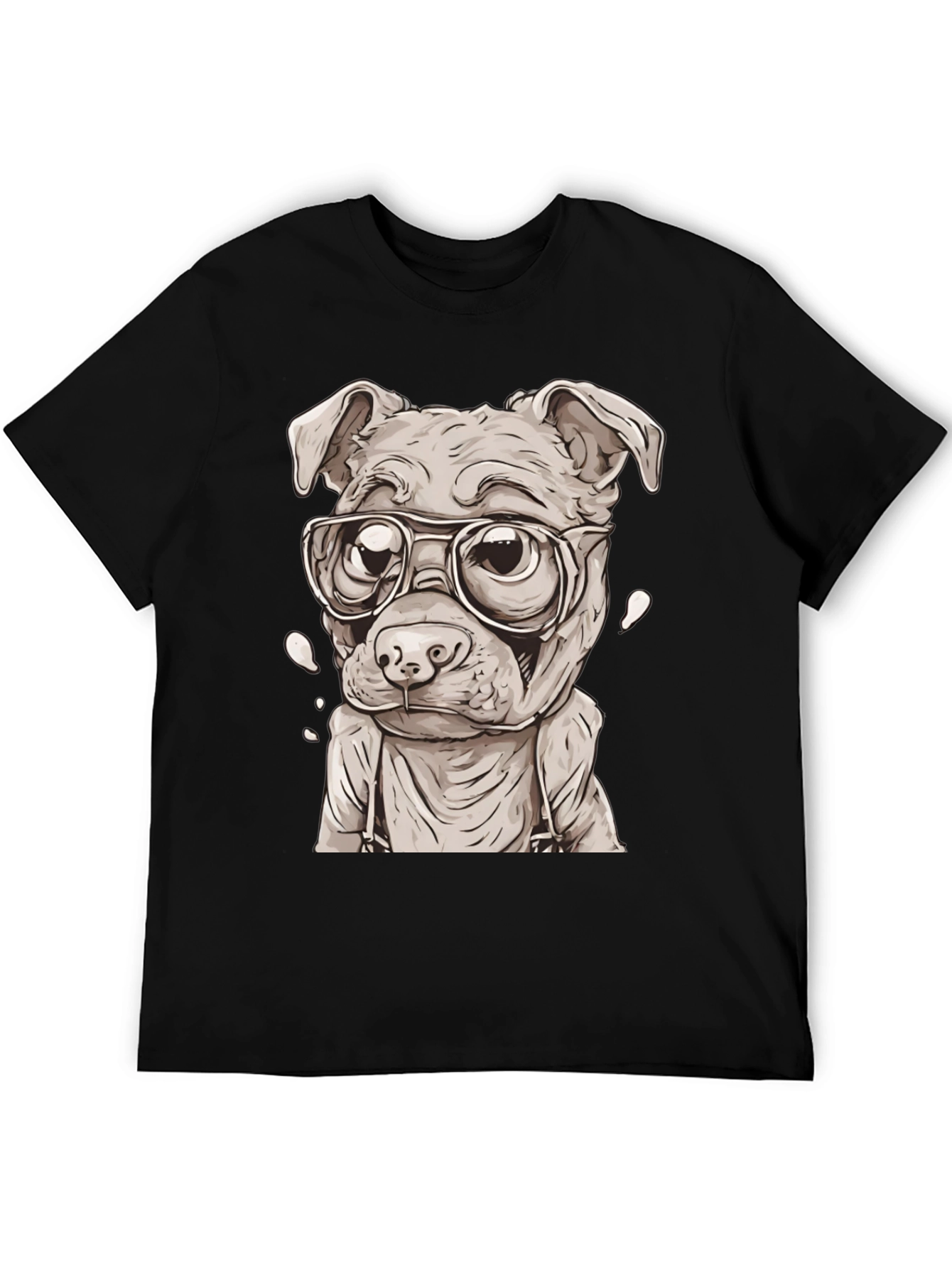 Black Hipster Dog T-Shirt - Cute Animal Graphic Tee view 5