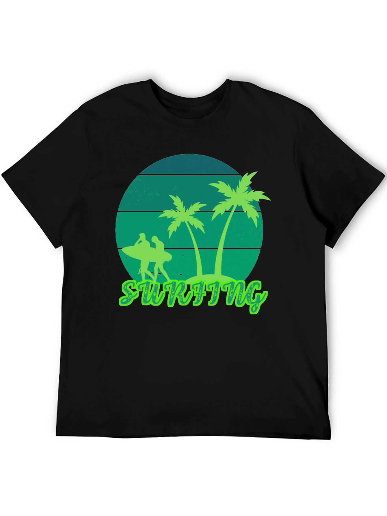 Black Surfing Vibes T-Shirt - Palm Tree Graphic Tee view 5