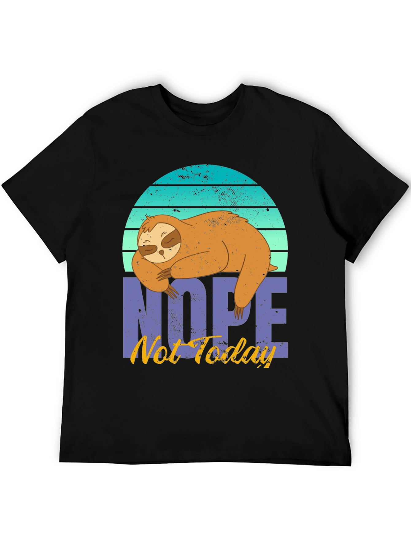 Black Nope, Not Today Sloth Graphic T-Shirt view 5