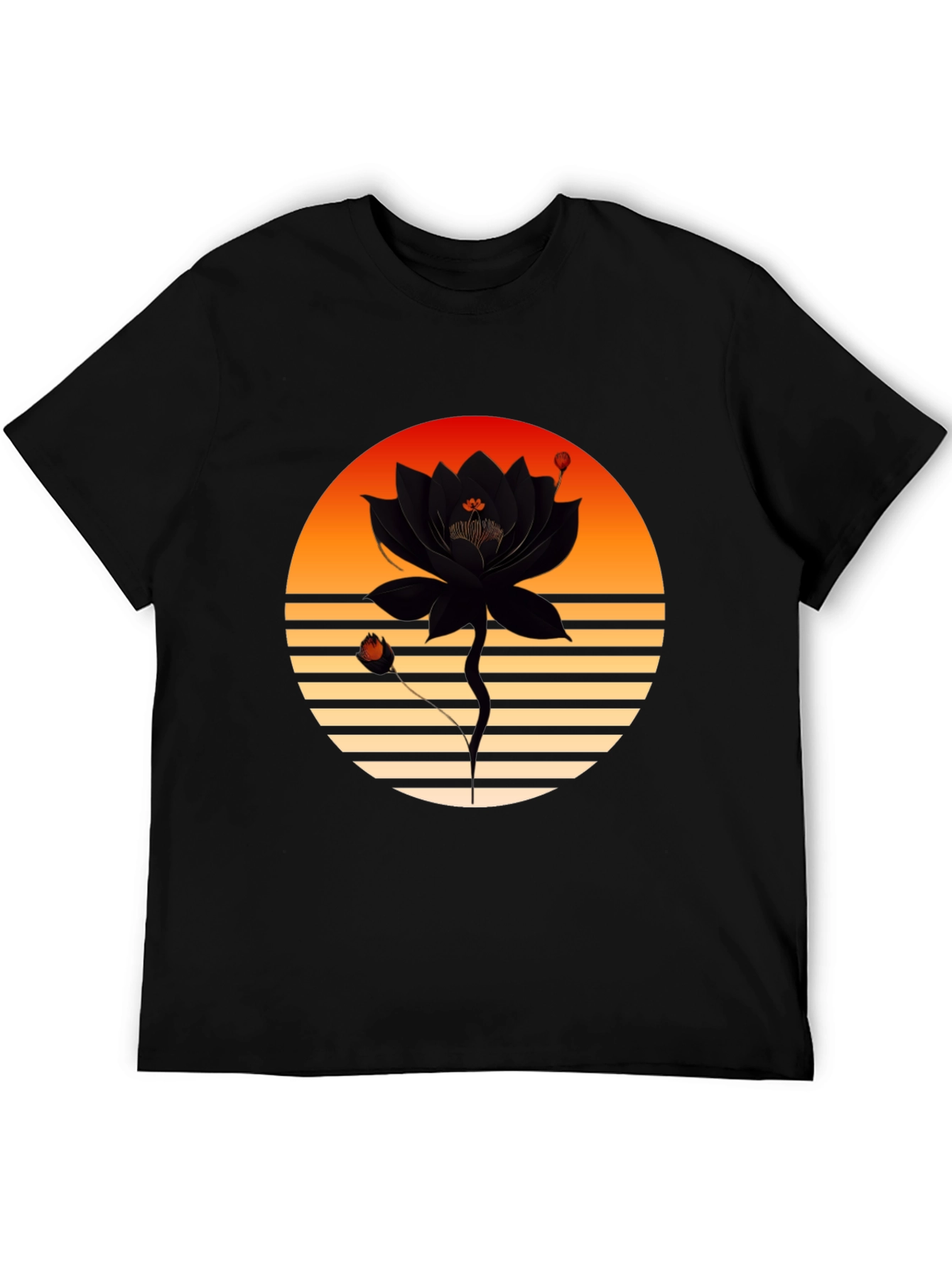 Black Sunset Lotus Graphic Tee view 5