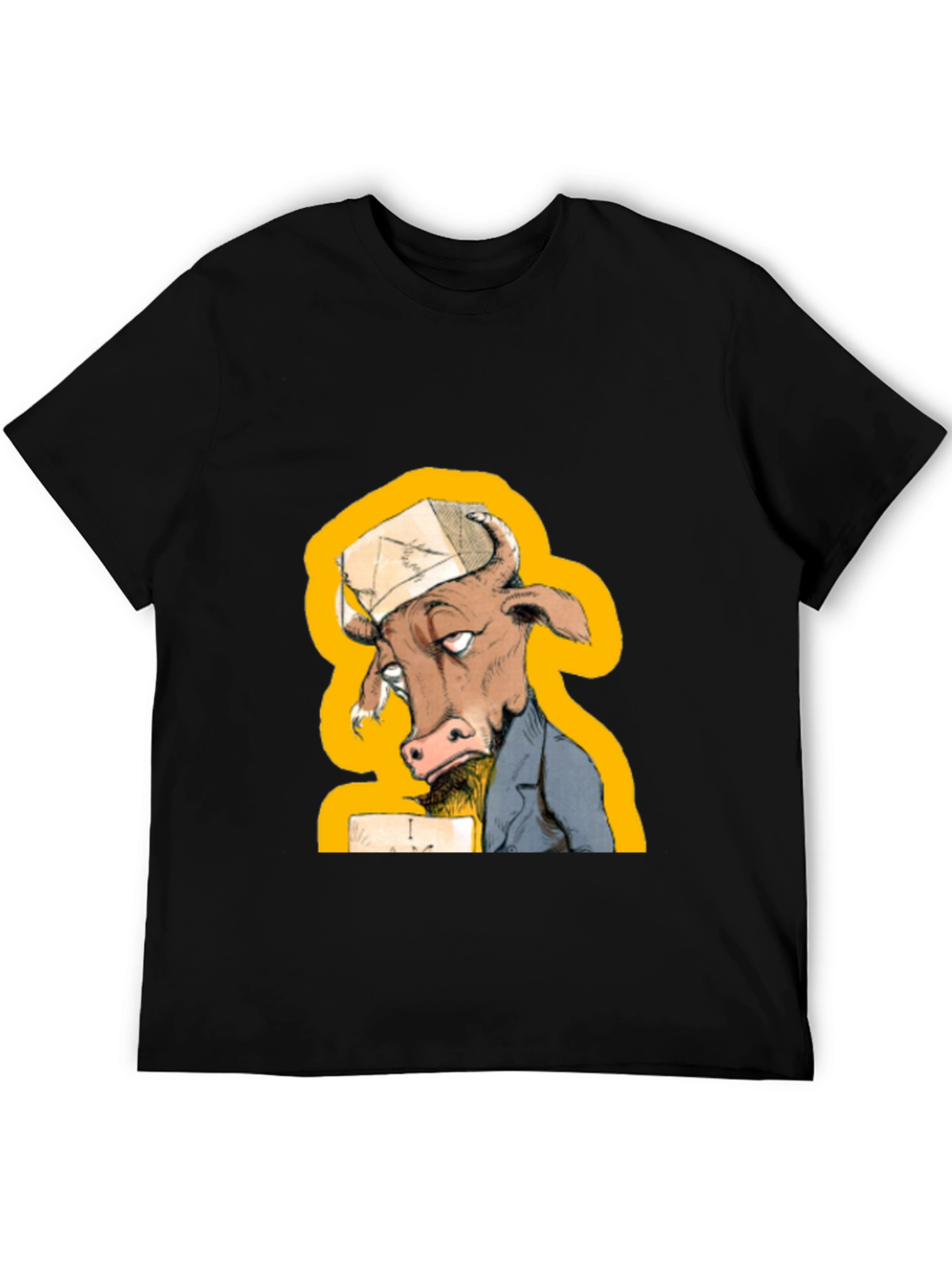 Black Funny Cow T-Shirt - Novelty Cartoon Animal Tee view 5