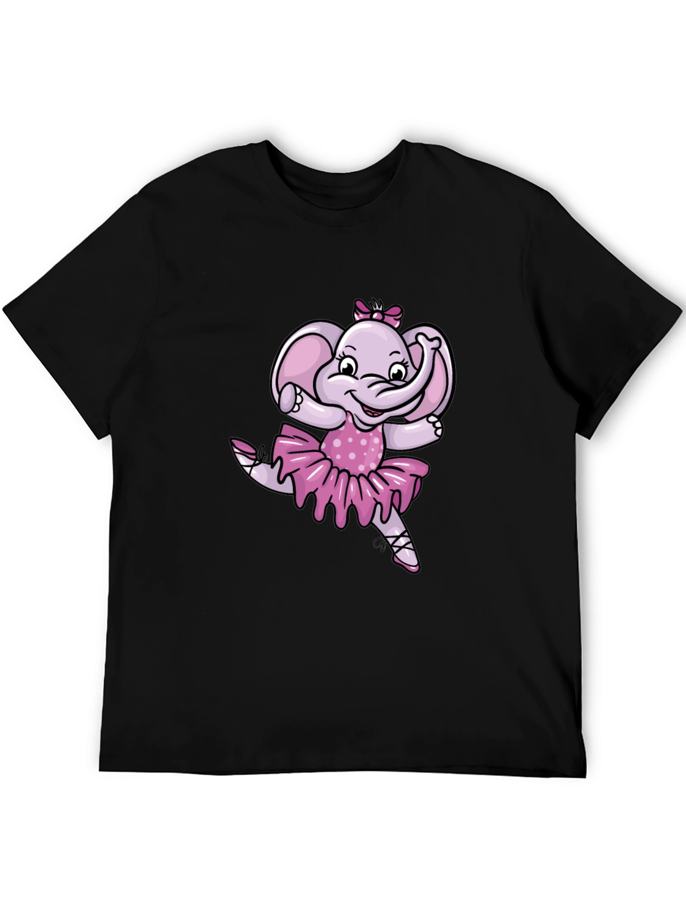 Black Ballerina Elephant Black T-Shirt view 5